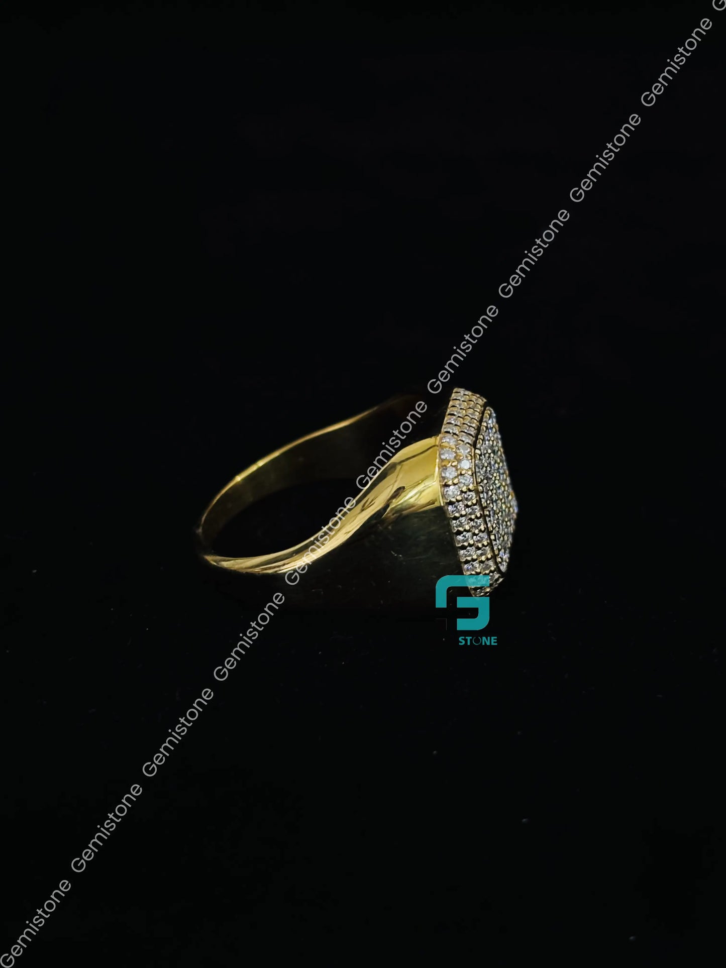 Round Cut Hip Hop Moissanite Signet Ring For Unisex