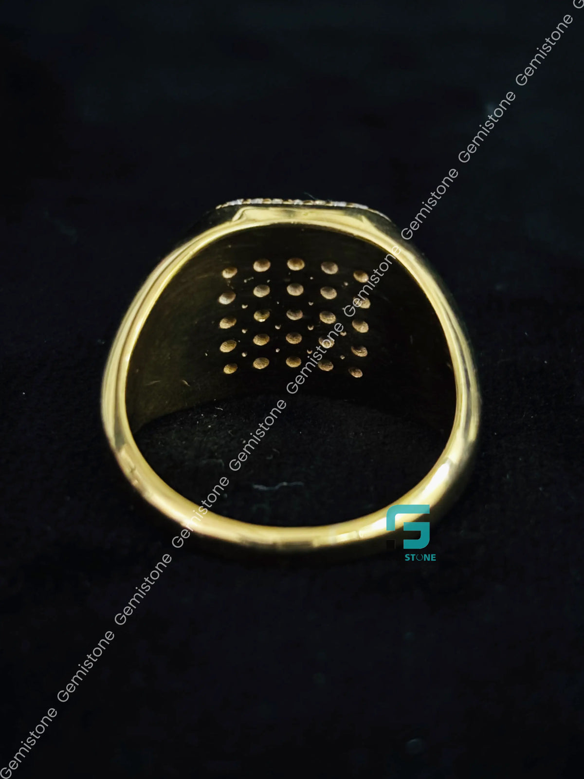 925 Silver Iced Out Moissanite Hip Hop Signet Ring for Men