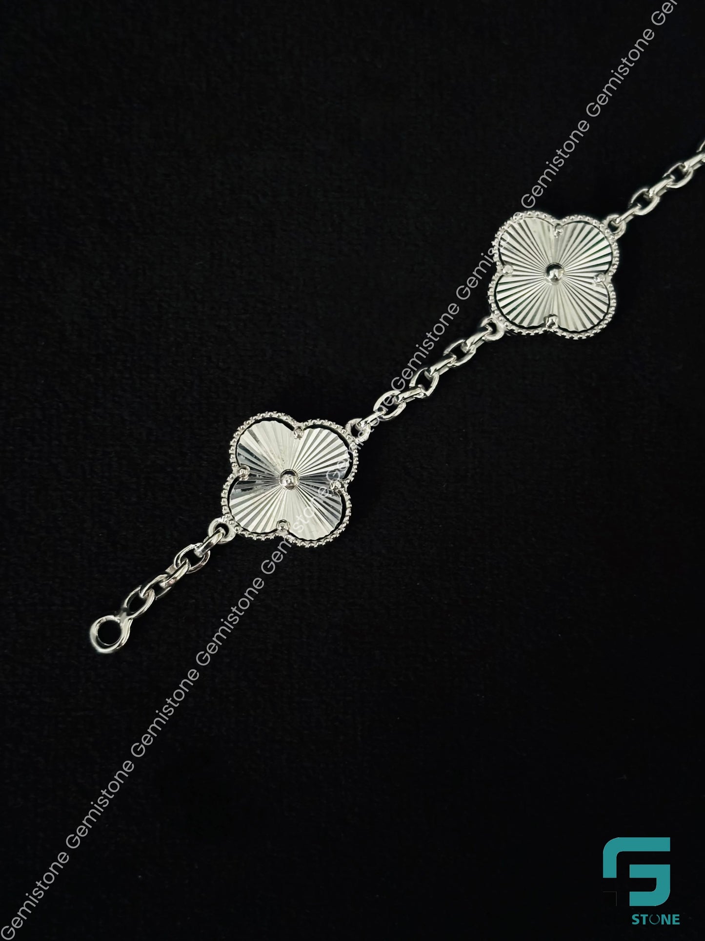 925 Solid Sterling Silver Four Leaf Clover Bracelet