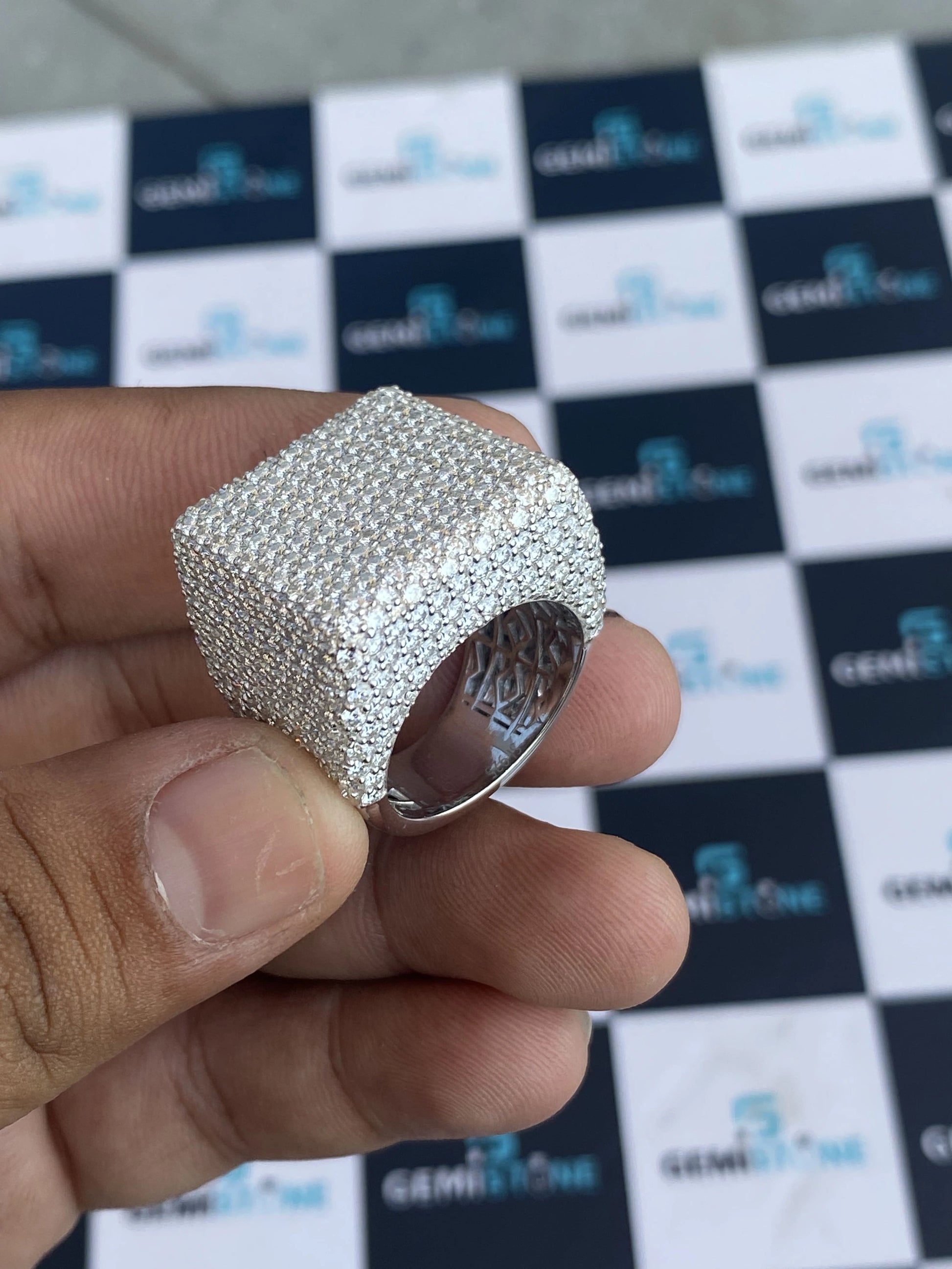 925 Fully Iced Out Moissanite Ring