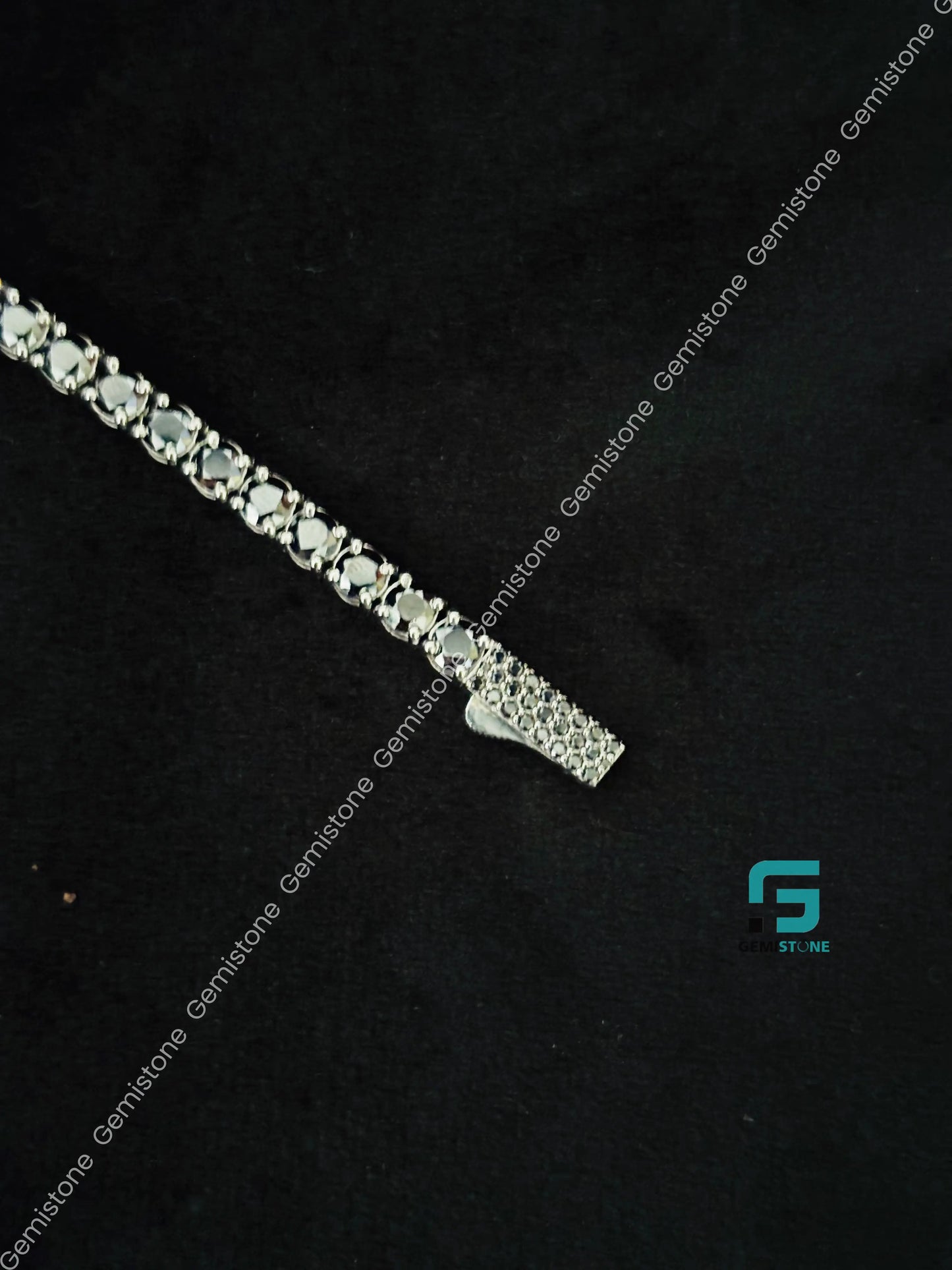 925 Silver 4MM Black Tennis Moissanite Bracelet For Her