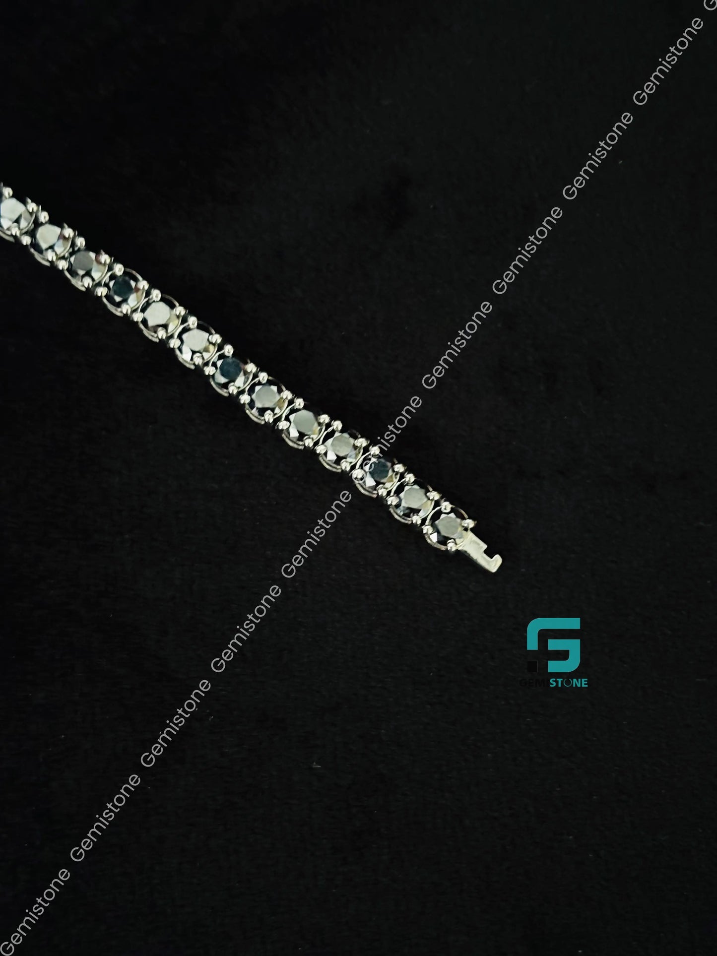 925 Silver 4MM Black Tennis Moissanite Bracelet For Women