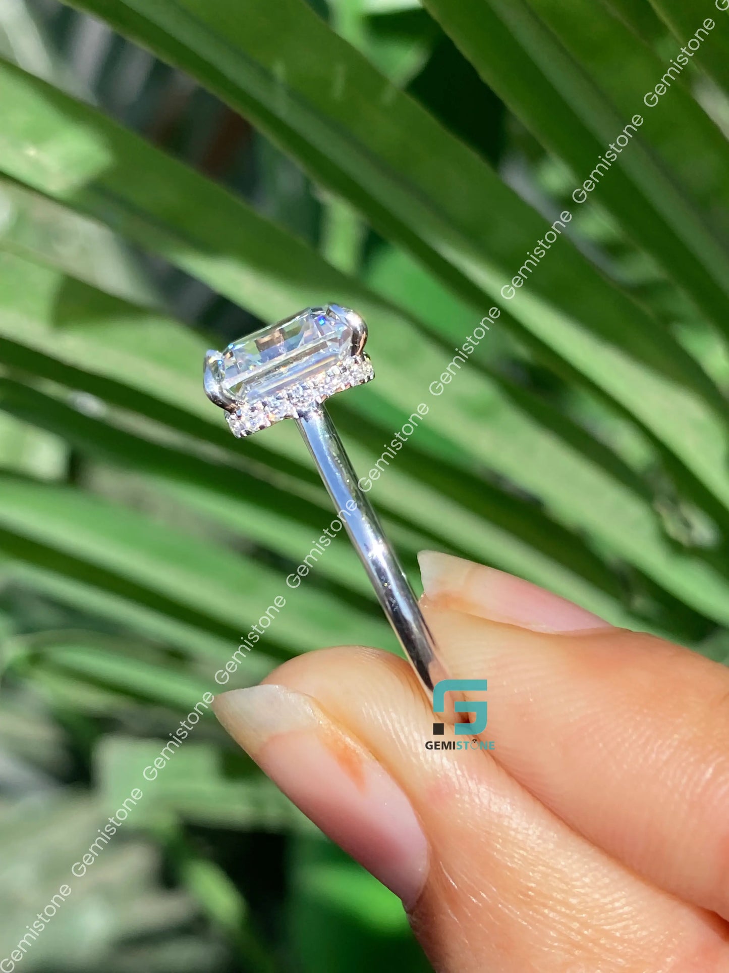 925 Silver Asscher Moissanite Wedding Ring For Her