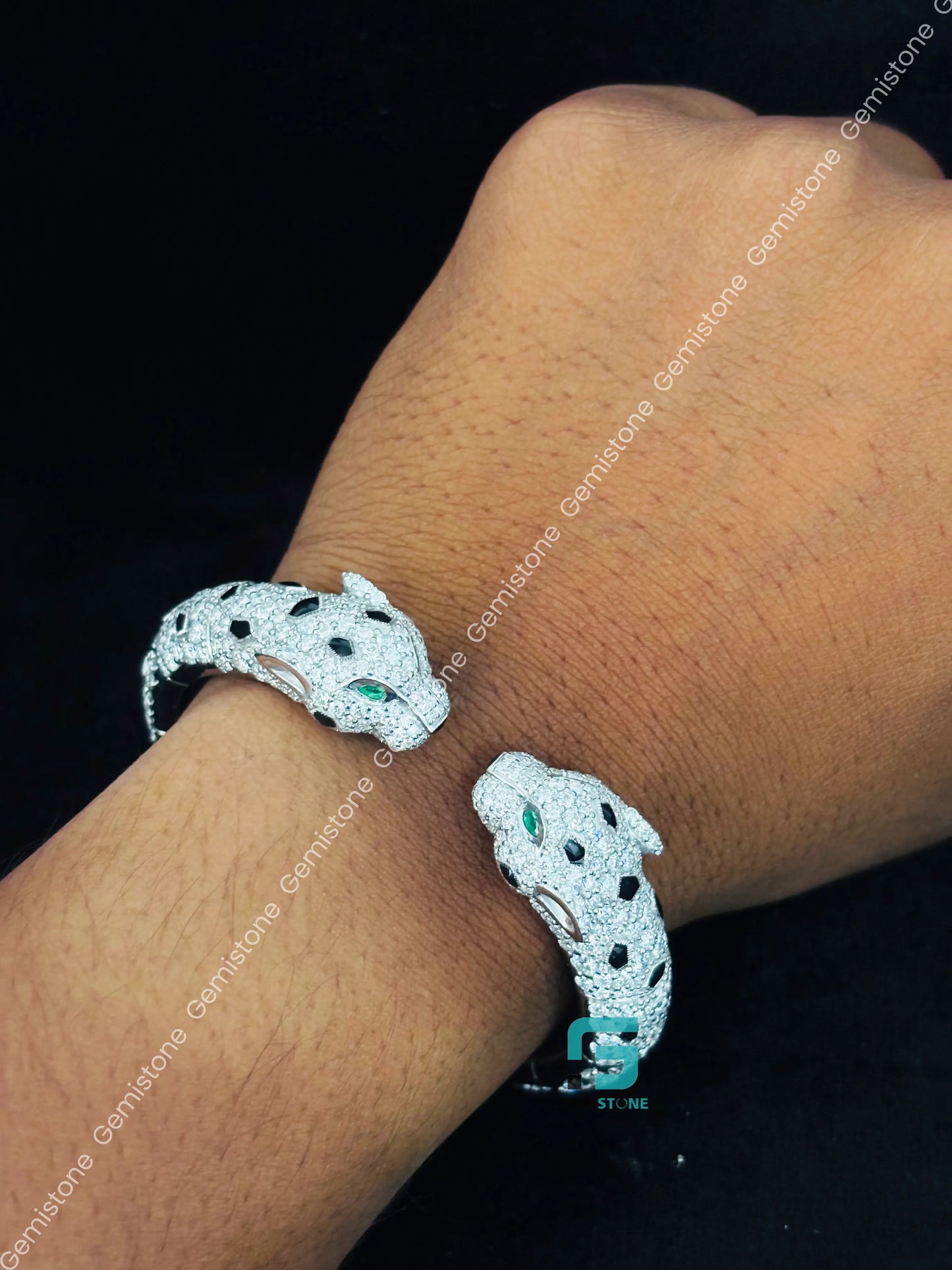 925 Silver Black_ White Moissanite Bracelet