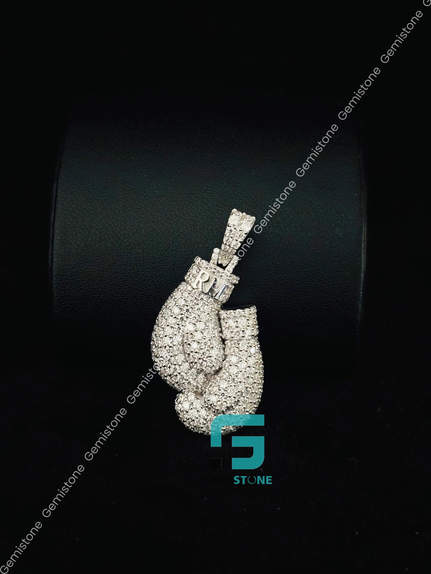 925 Silver Boxing Gloves Moissanite Pendant For Men