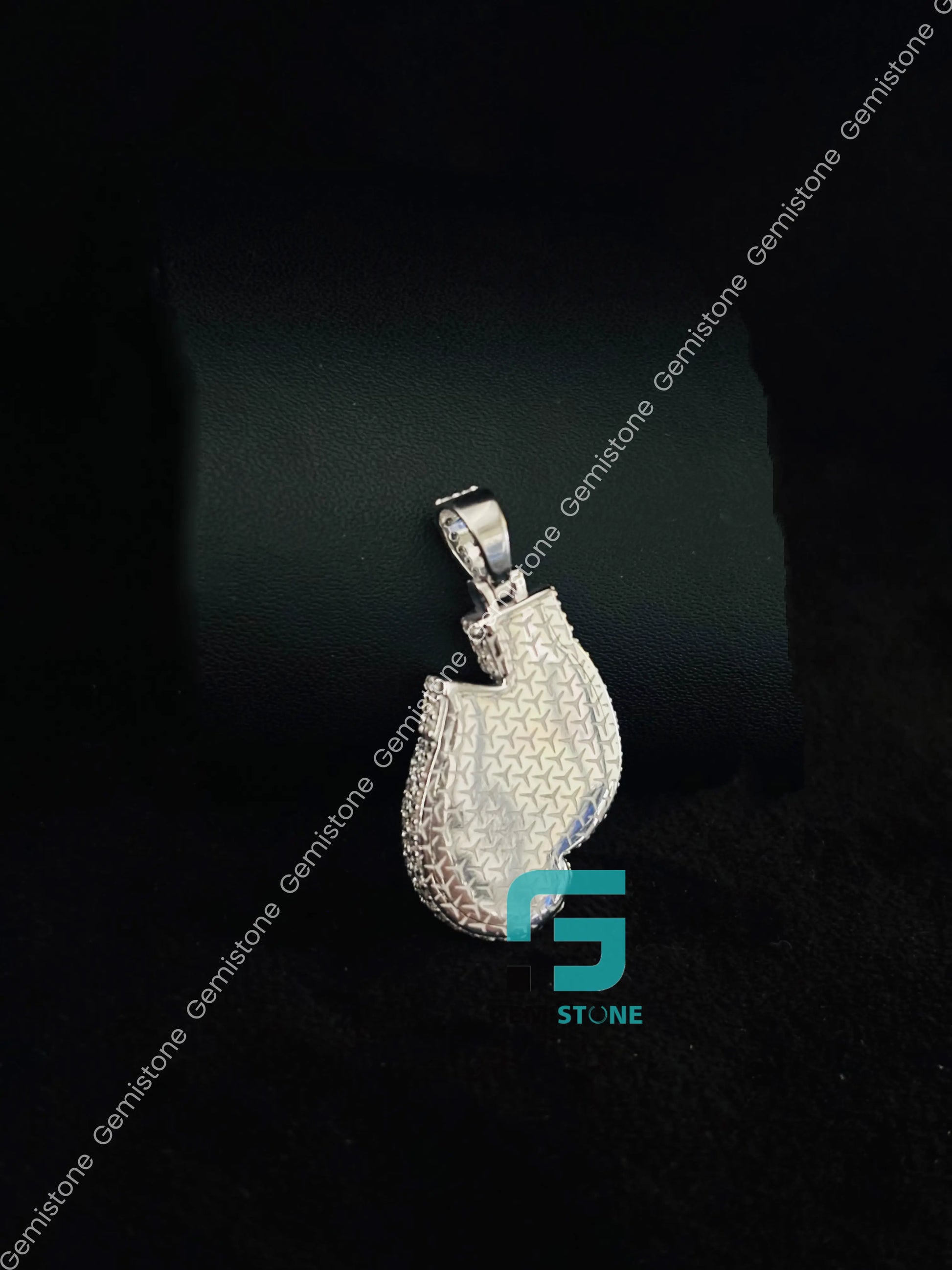 925 Silver Boxing Gloves VVS Moissanite Pendant
