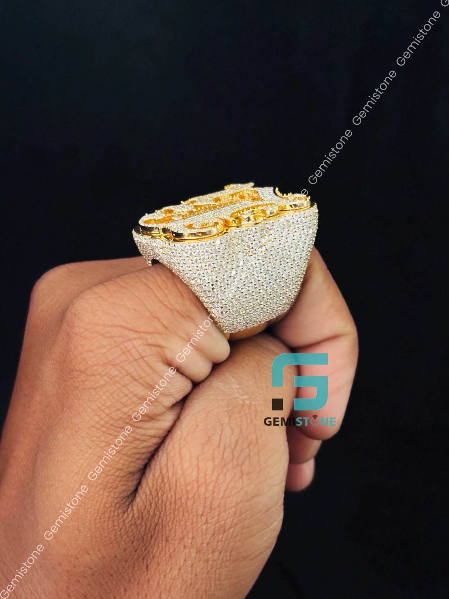925 Silver Bust Down Moissanite Hip Hop Ring For Men
