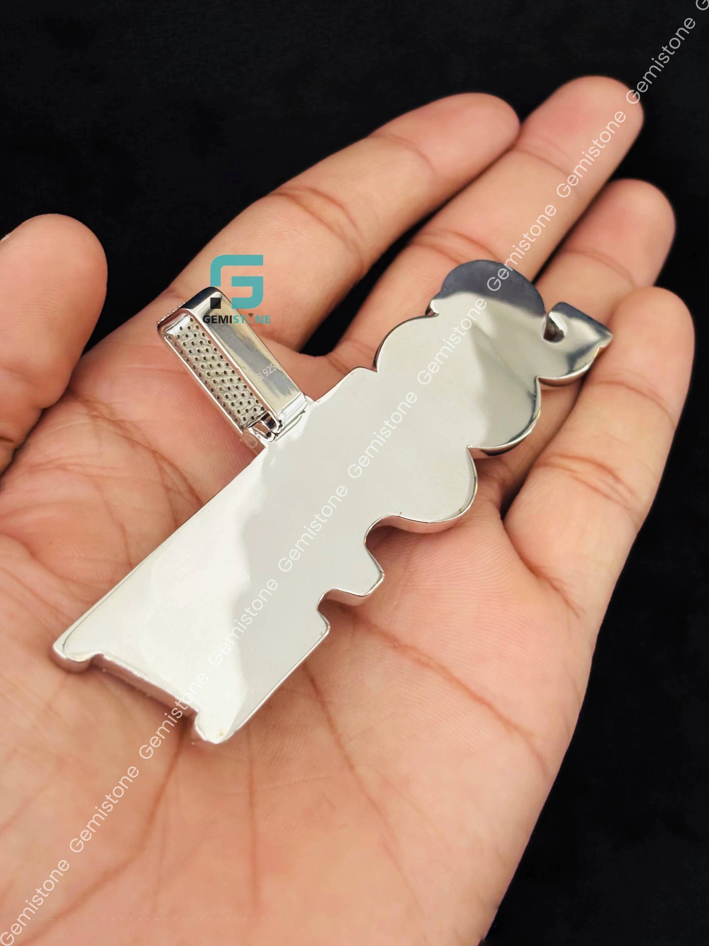 925 Silver Bust Down Moissanite Studded Pendant