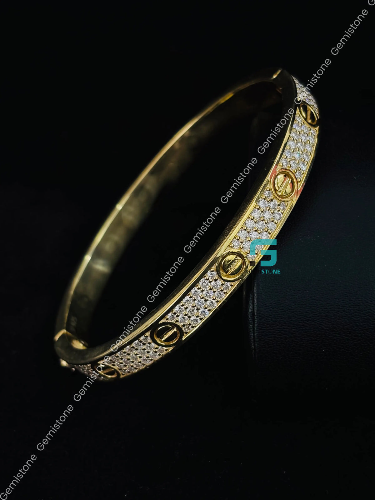 925 Silver Cartier Moissanite Open Cuff Bangle Bracelet For Men