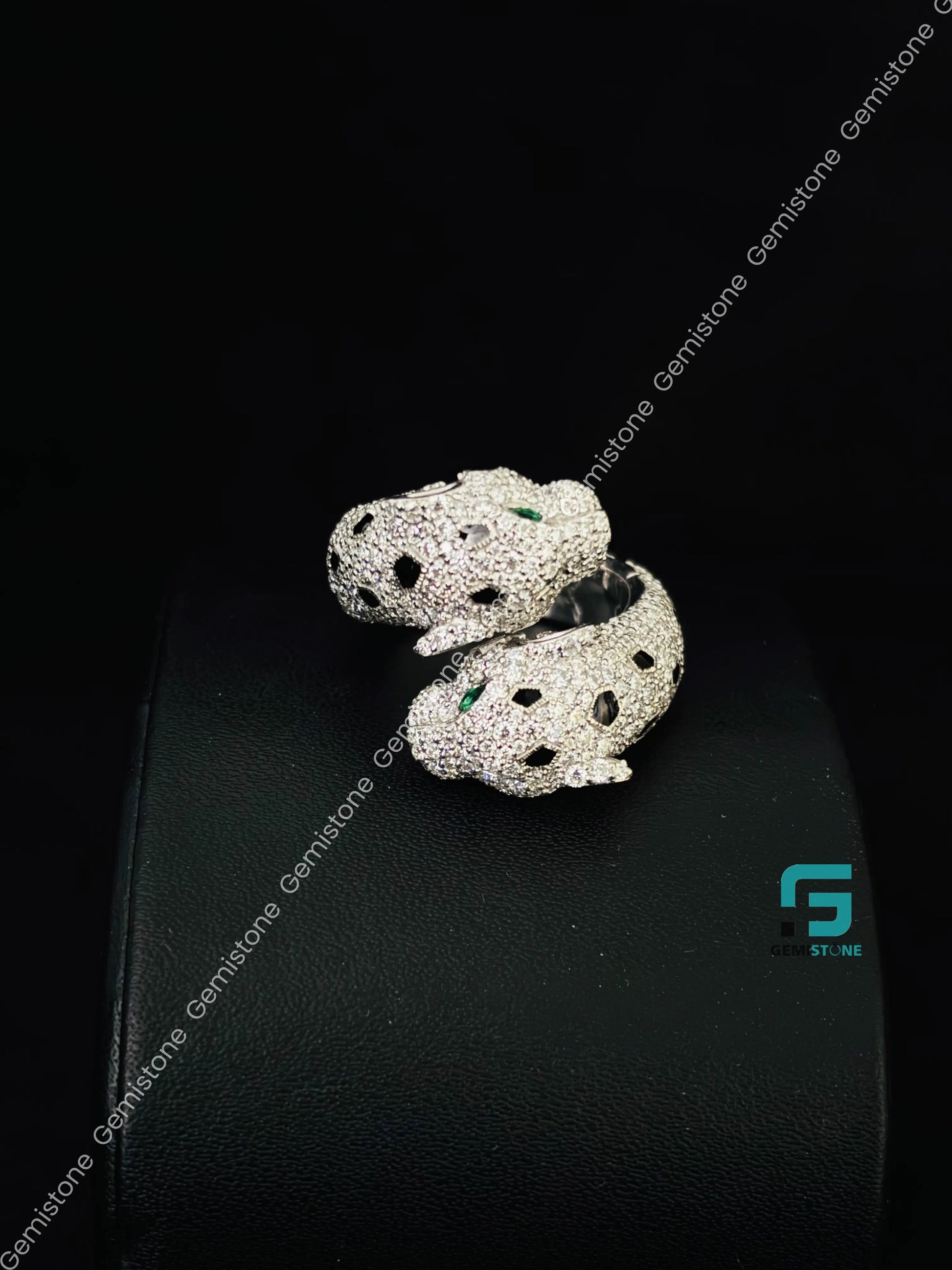 925 Silver Cartier Panther Moissanite Hip Hop Ring