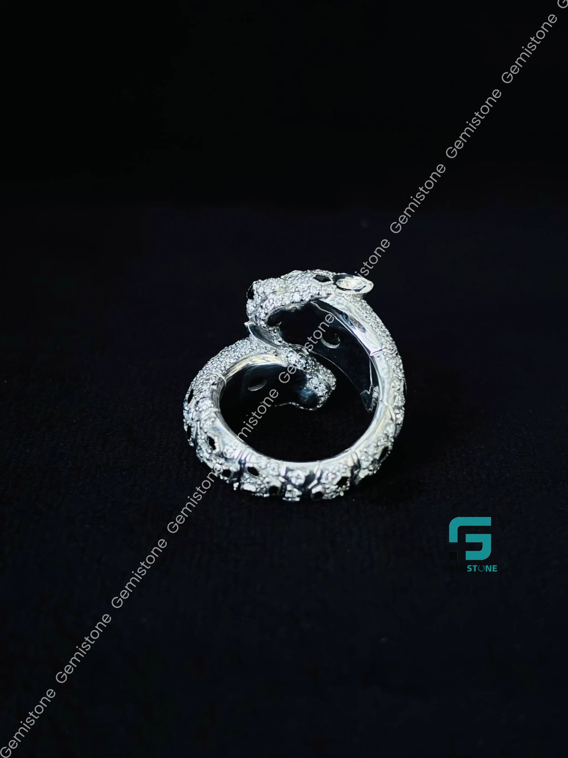 925 Silver Cartier Panther Moissanite Hip Hop Ring For Men