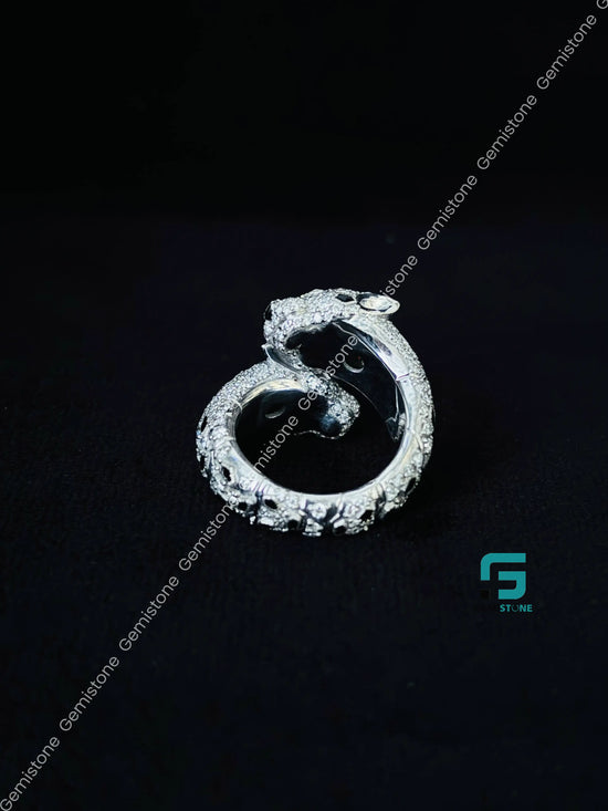925 Silver Cartier Panther Moissanite Hip Hop Ring For Men