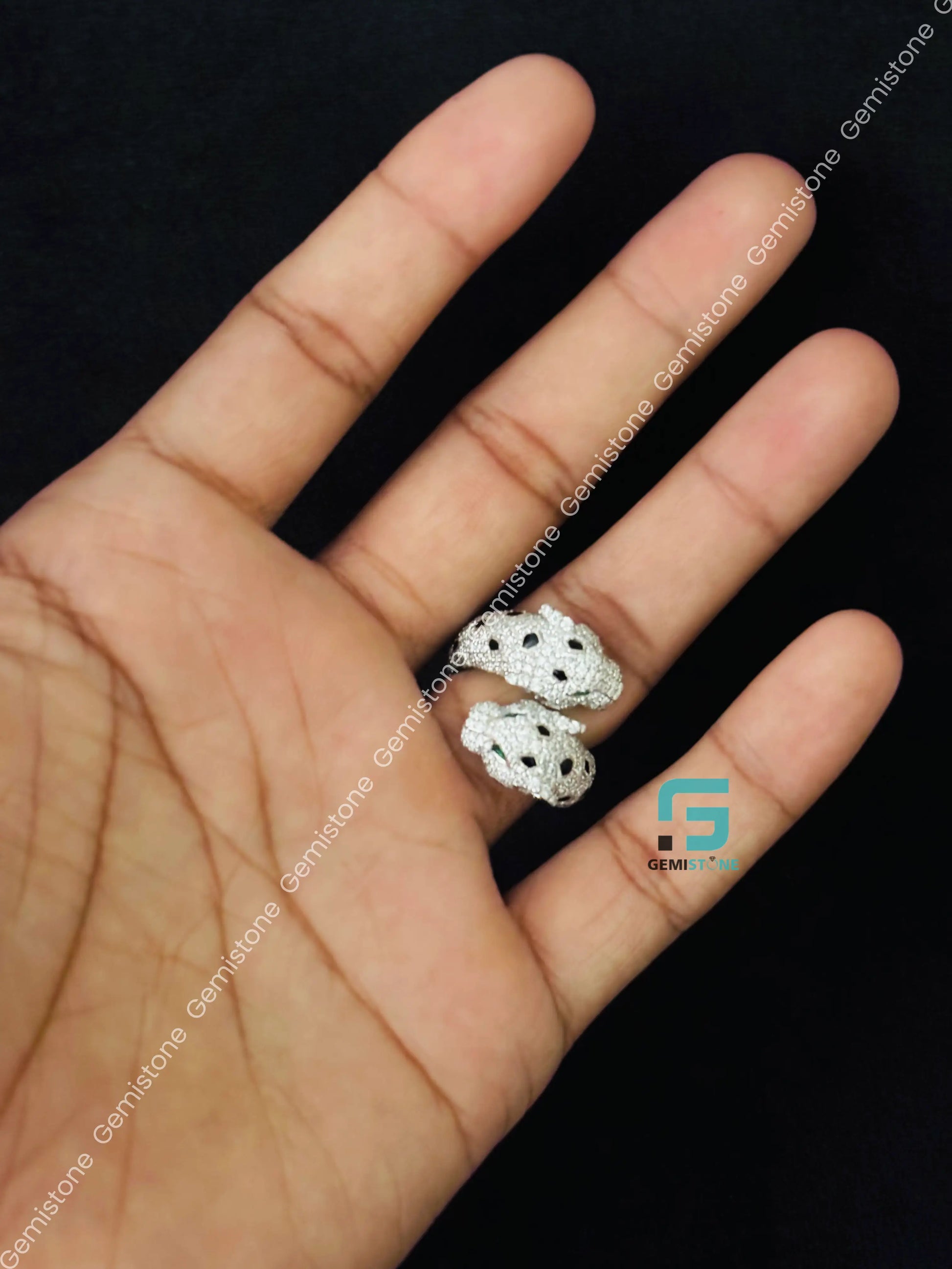 925 Silver Cartier Panther Moissanite Iced Out Ring