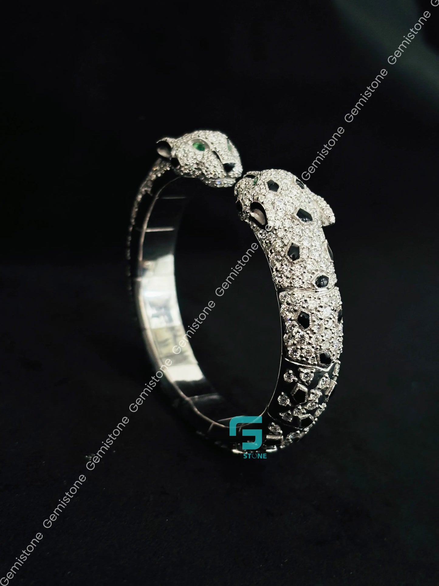 925 Silver Cartier Panthere Moissanite Bracelet