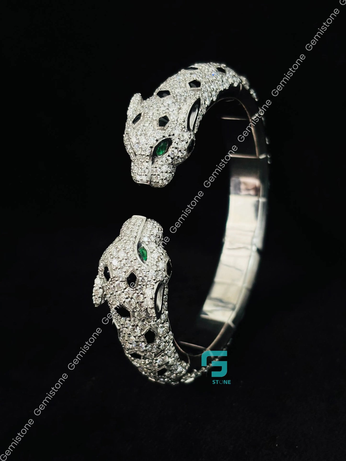 925 Silver Cartier Panthere Moissanite Bracelet For Women