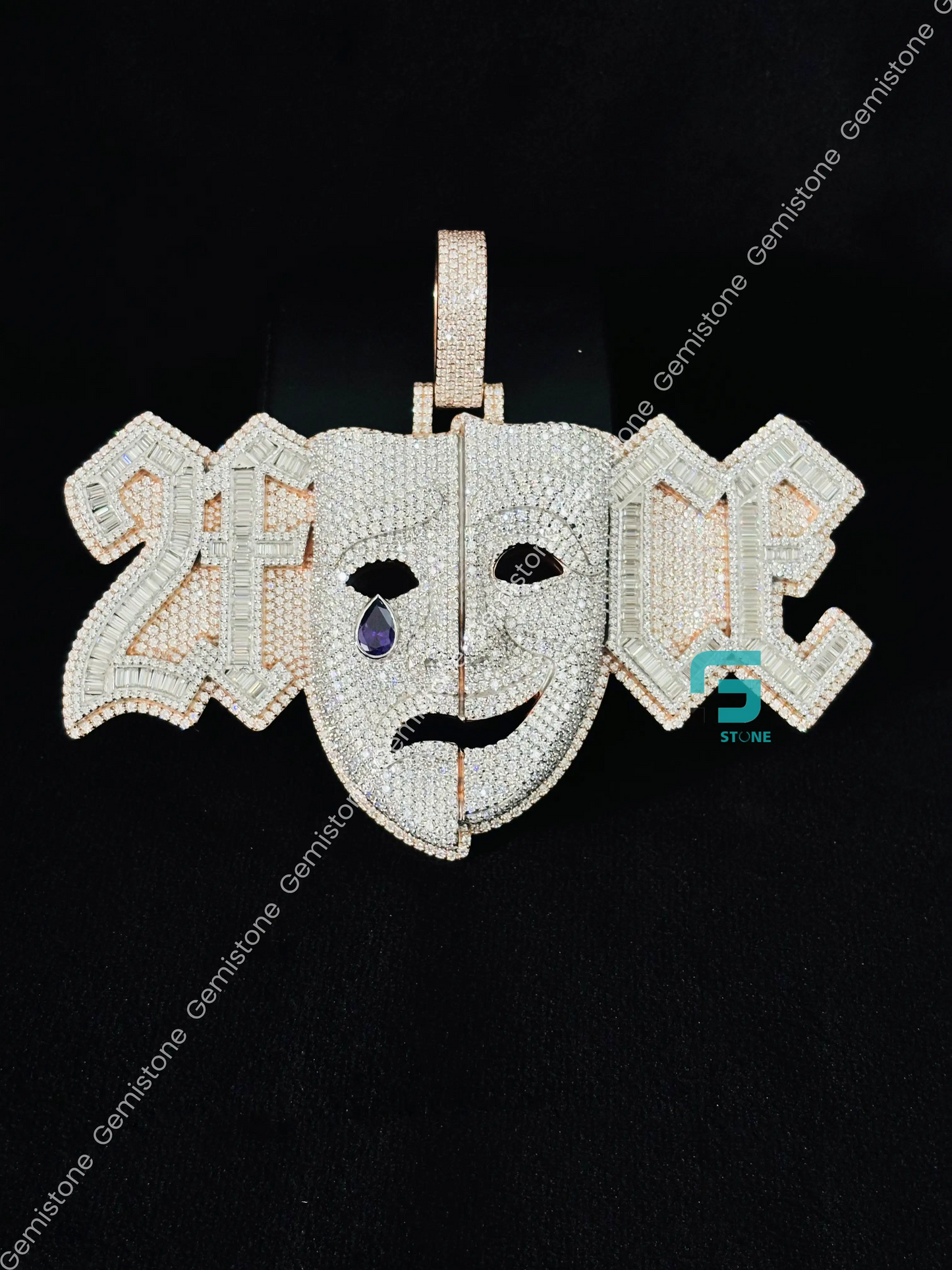 925 Silver Crying Face Moissanite Pendant