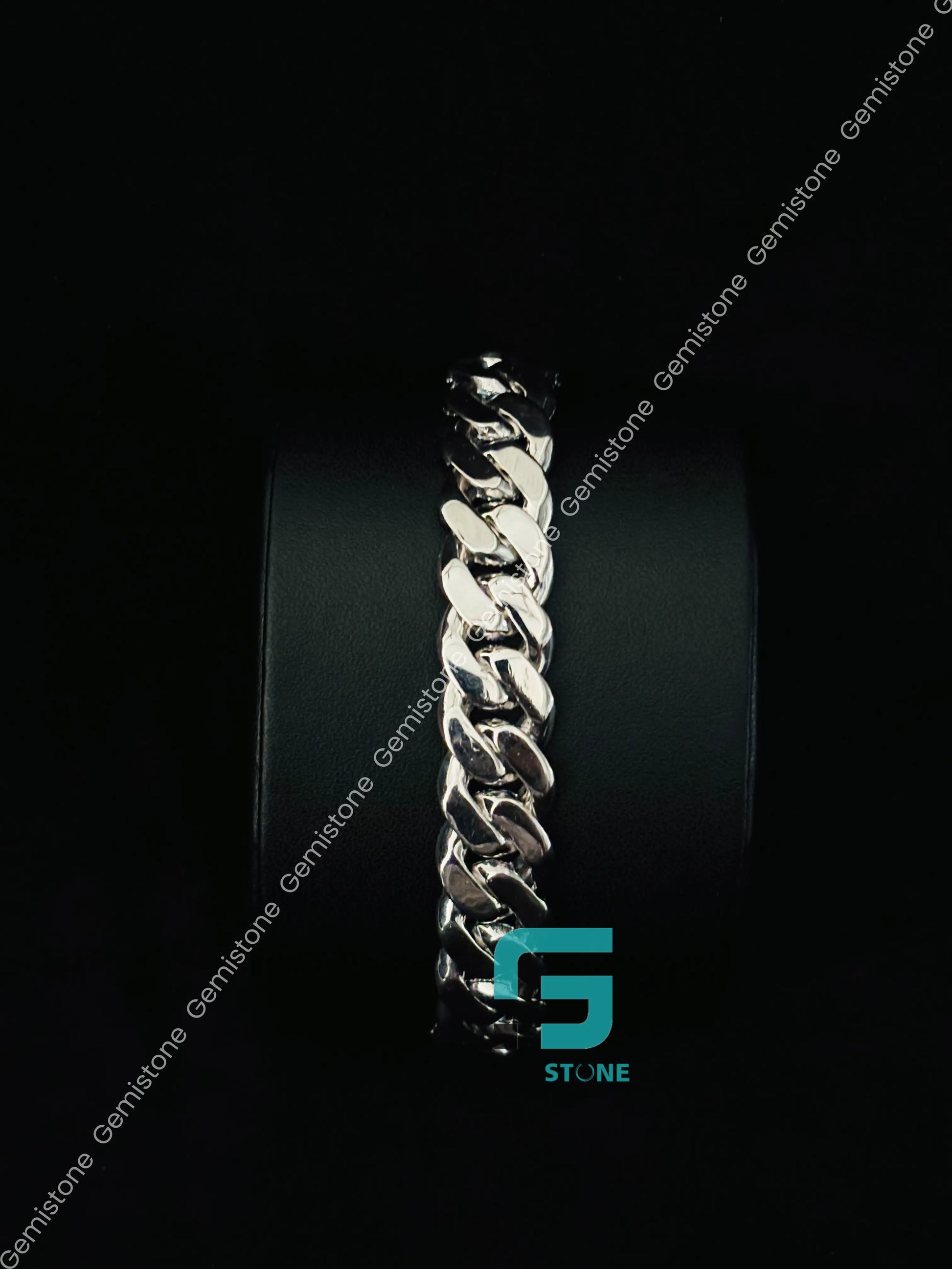 925 Silver Cuban Link Sky Blue Diamond Moissanite Bracelet For Men