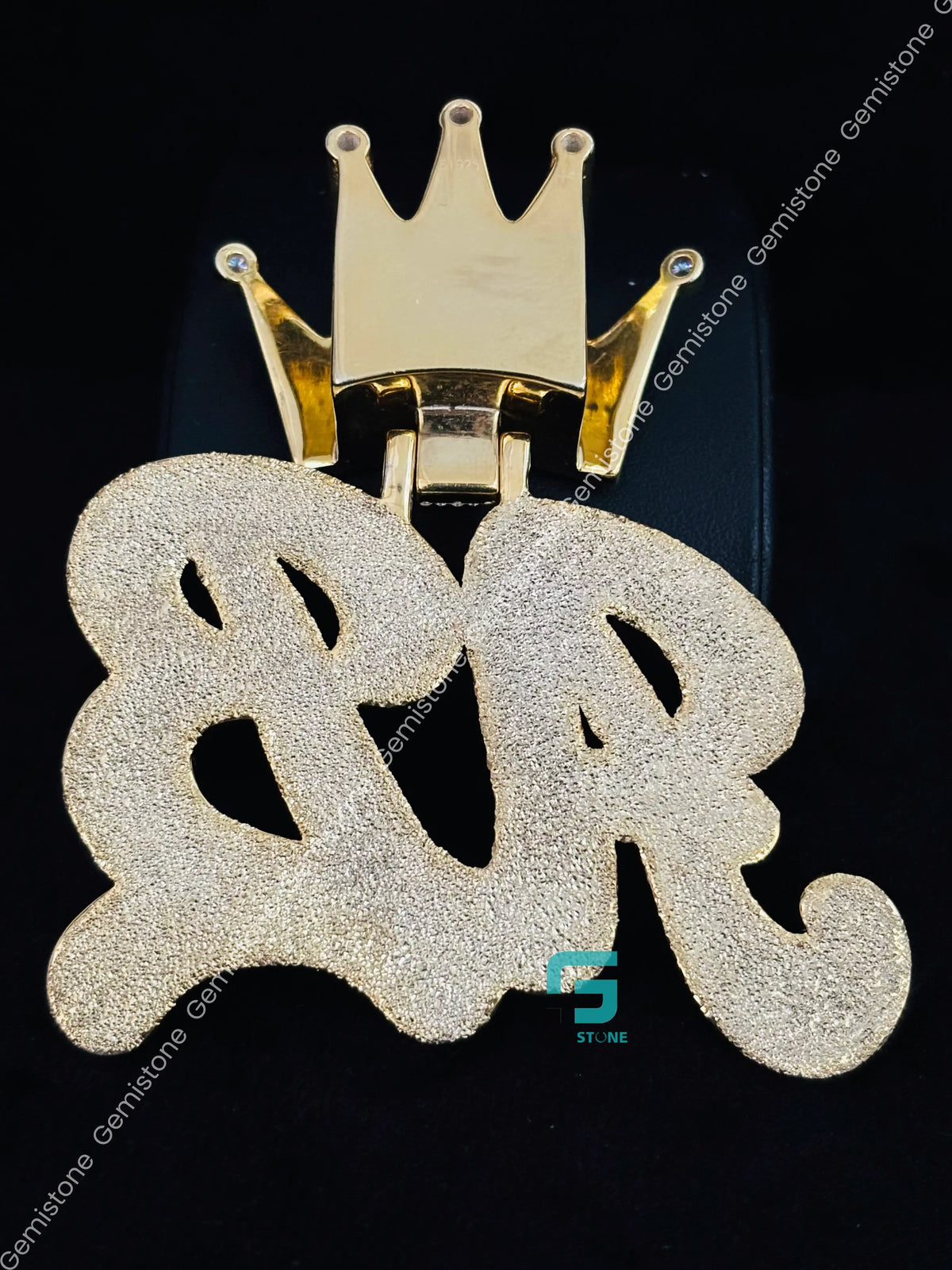 925 Silver Custom Alphabet Letter Moissanite Crown Hip Hop Pendant For Men