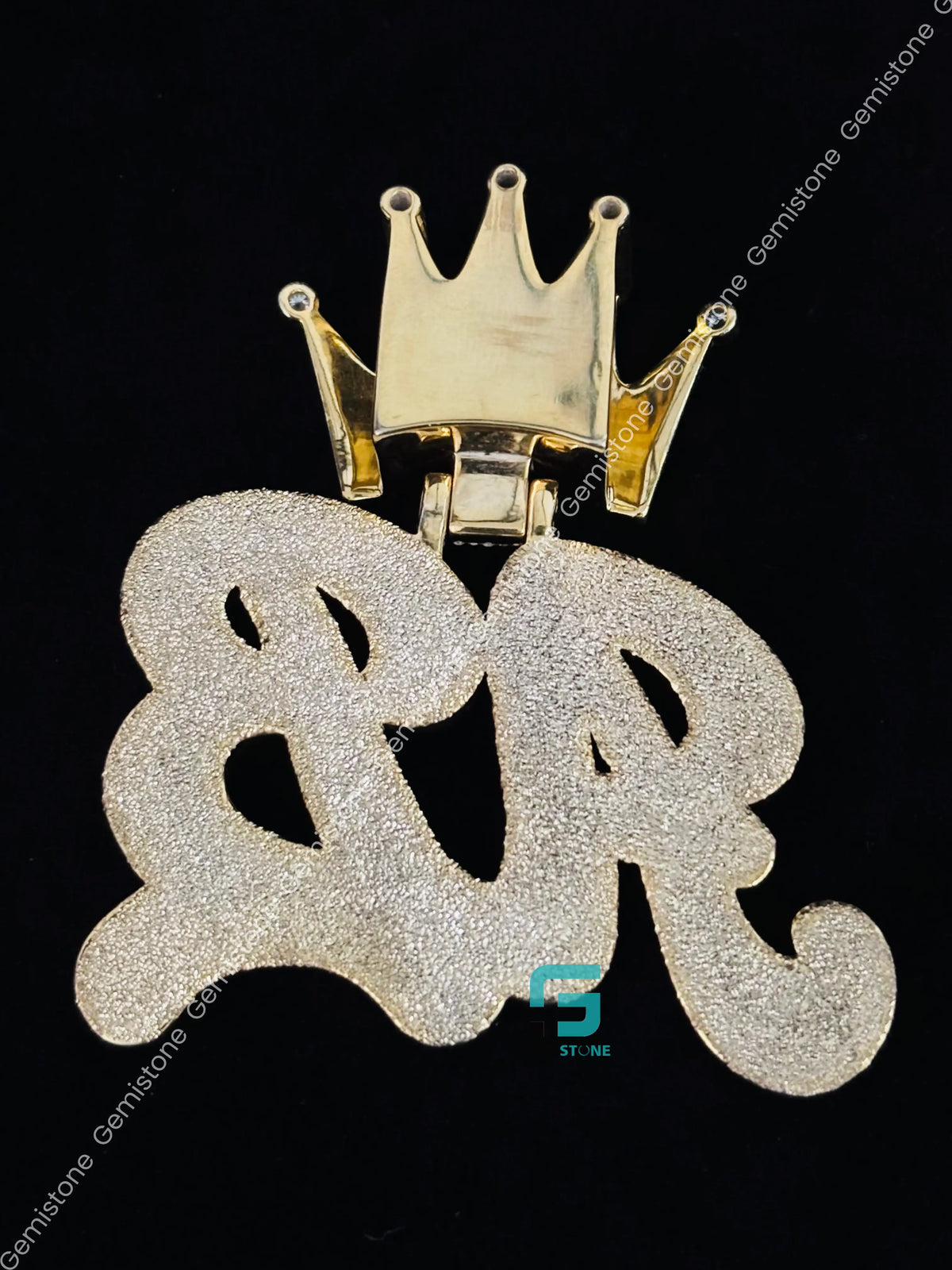 925 Silver Custom Alphabet Moissanite Crown Hip Hop Pendant