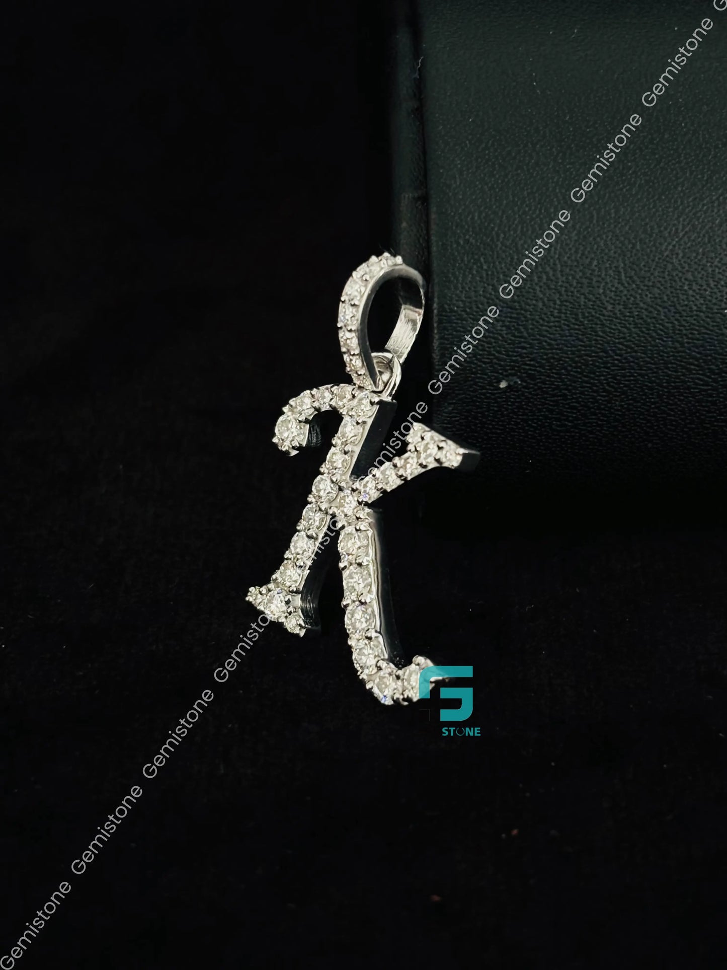 925 Silver Custom Letter Moissanite Alphabet Letter Pendant