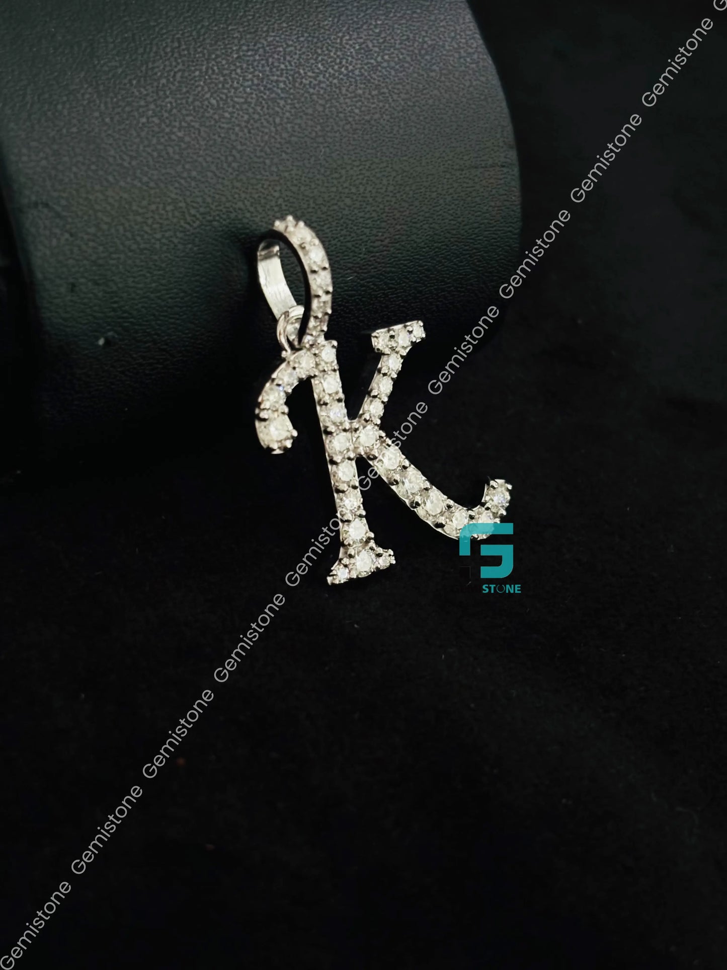925 Silver Custom Letter Moissanite Alphabet Letter Pendant For Unisex