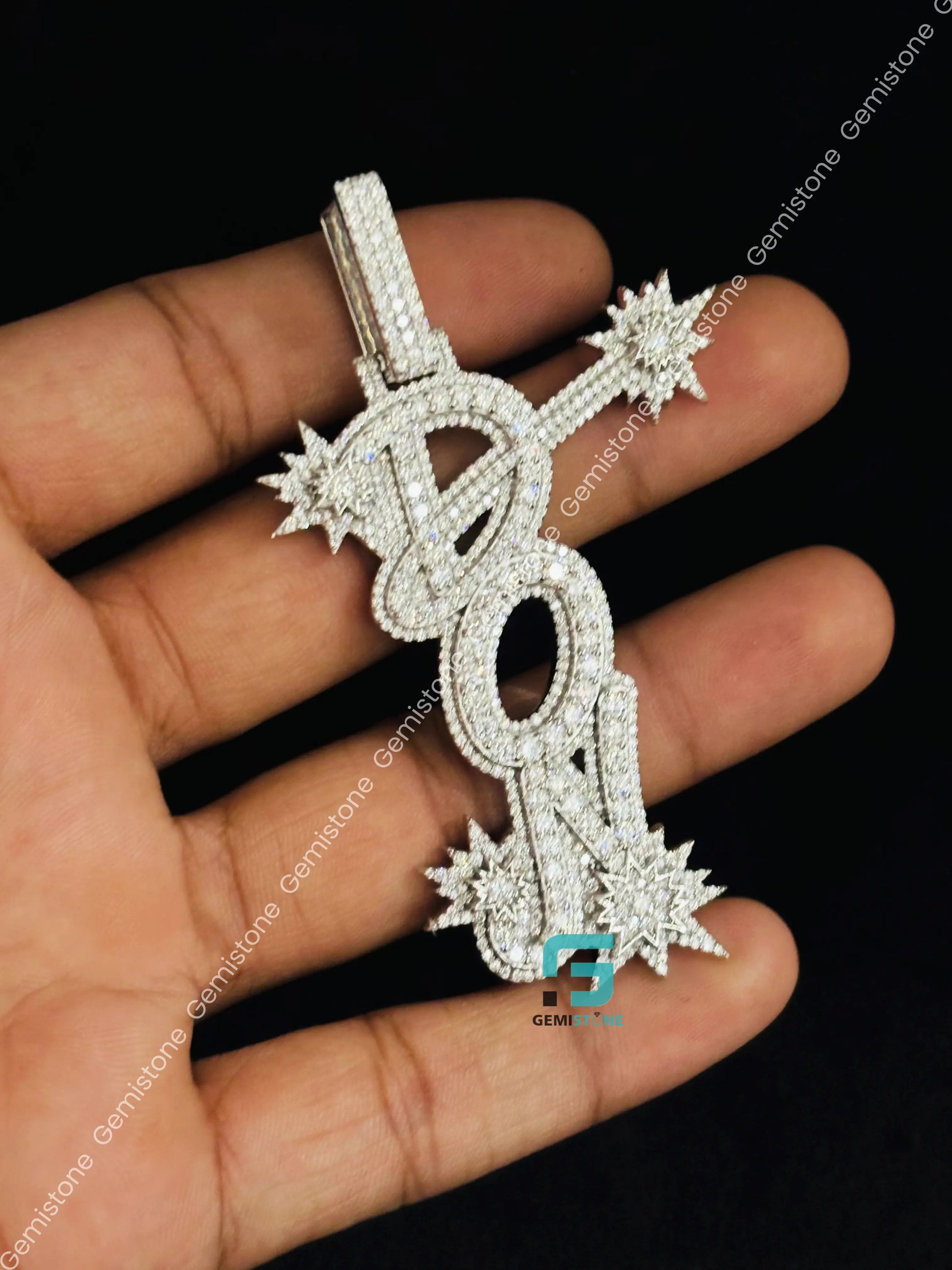 925 Silver Custom Moissanite DON Name Hip Hop Studded Pendant 