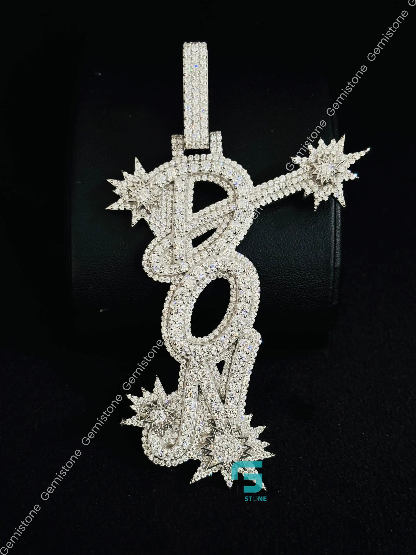 925 Silver Custom Moissanite DON Name Iced Out Studded Pendant For Men