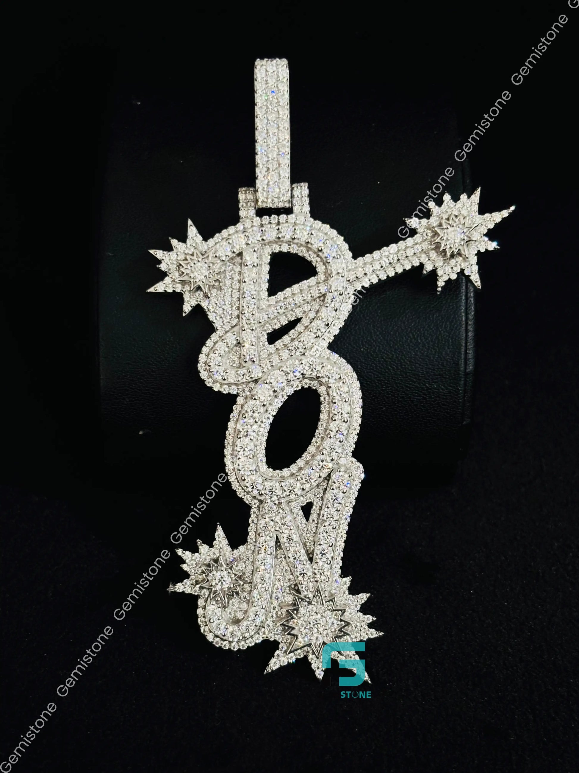 925 Silver Custom Moissanite DON Name Iced Out Studded Pendant For Men