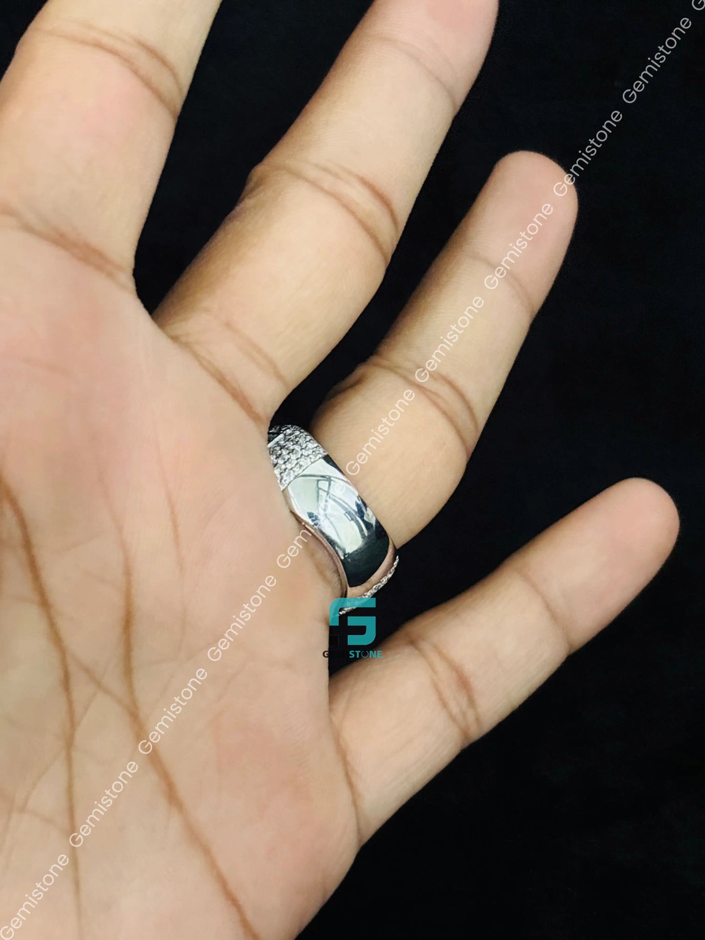 925 Silver Foker Card Hip Hop Moissanite Iced Out Studded Ring For Men