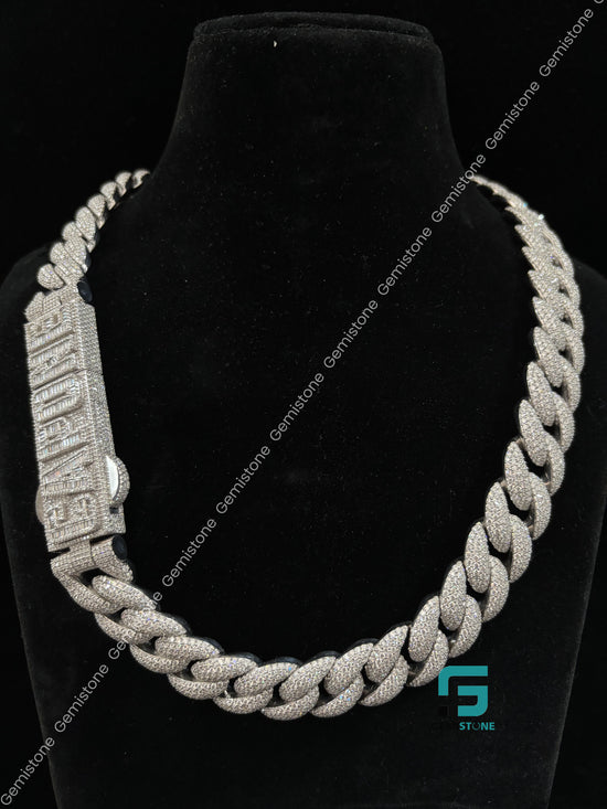 925 Silver Fully Studded Cuban Link Chain