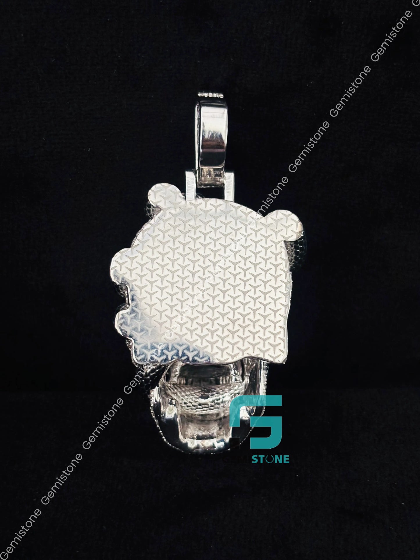 925 Silver Head Skull Moissanite Pendant