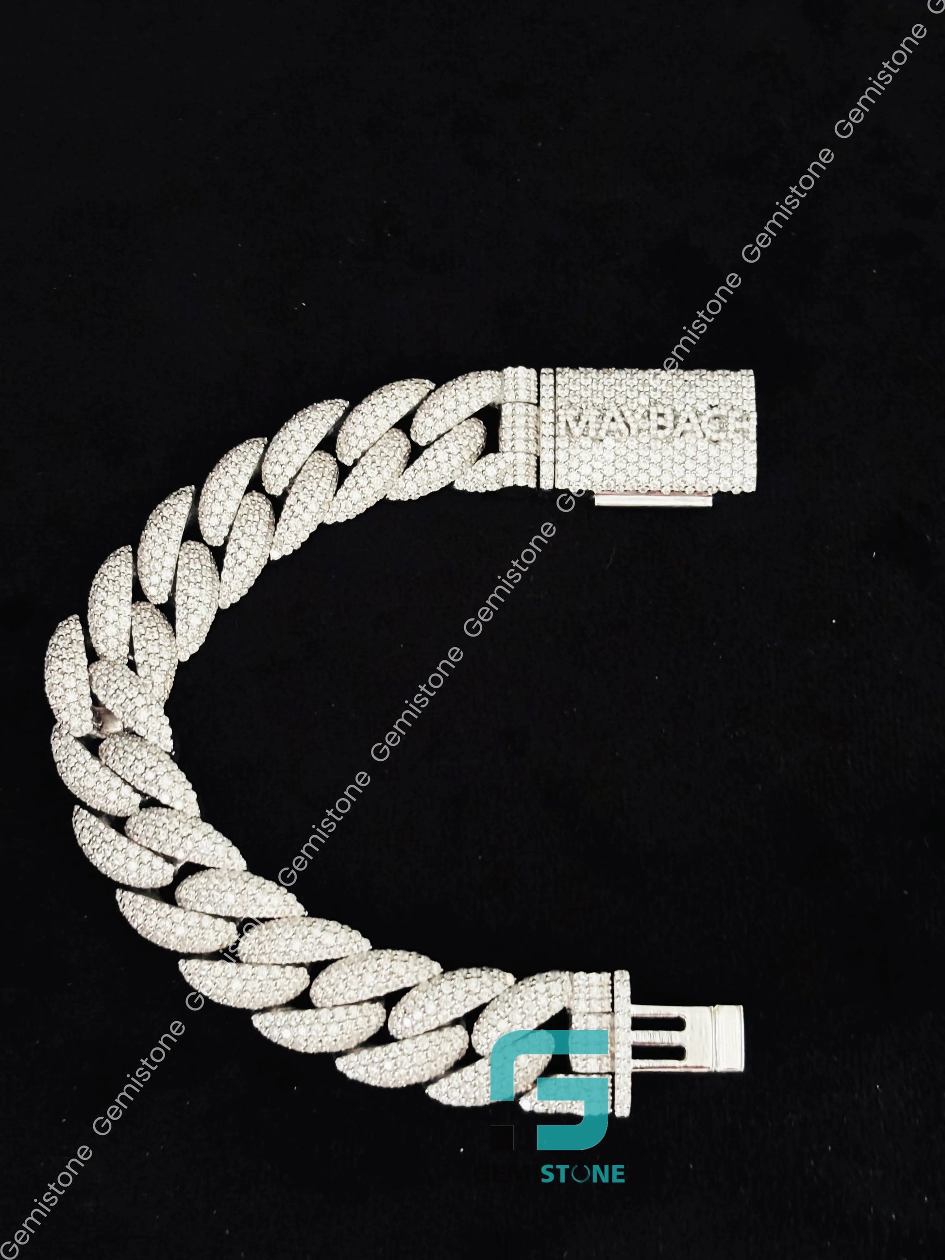 925 Silver Iced Out Hip Hop Cuban Link Bracelet