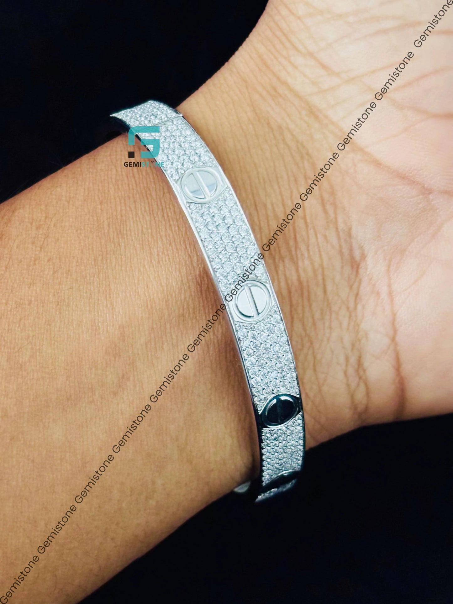 925 Silver Iced Out Hip Hop Moissanite Bracelet