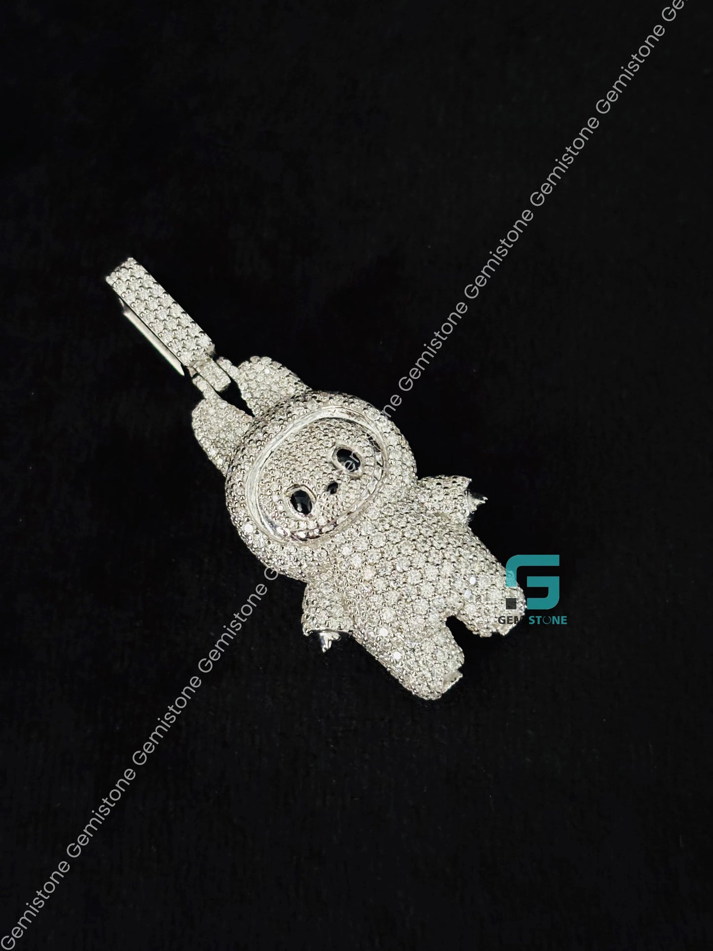 925 Silver Iced Out Labubu Pendant