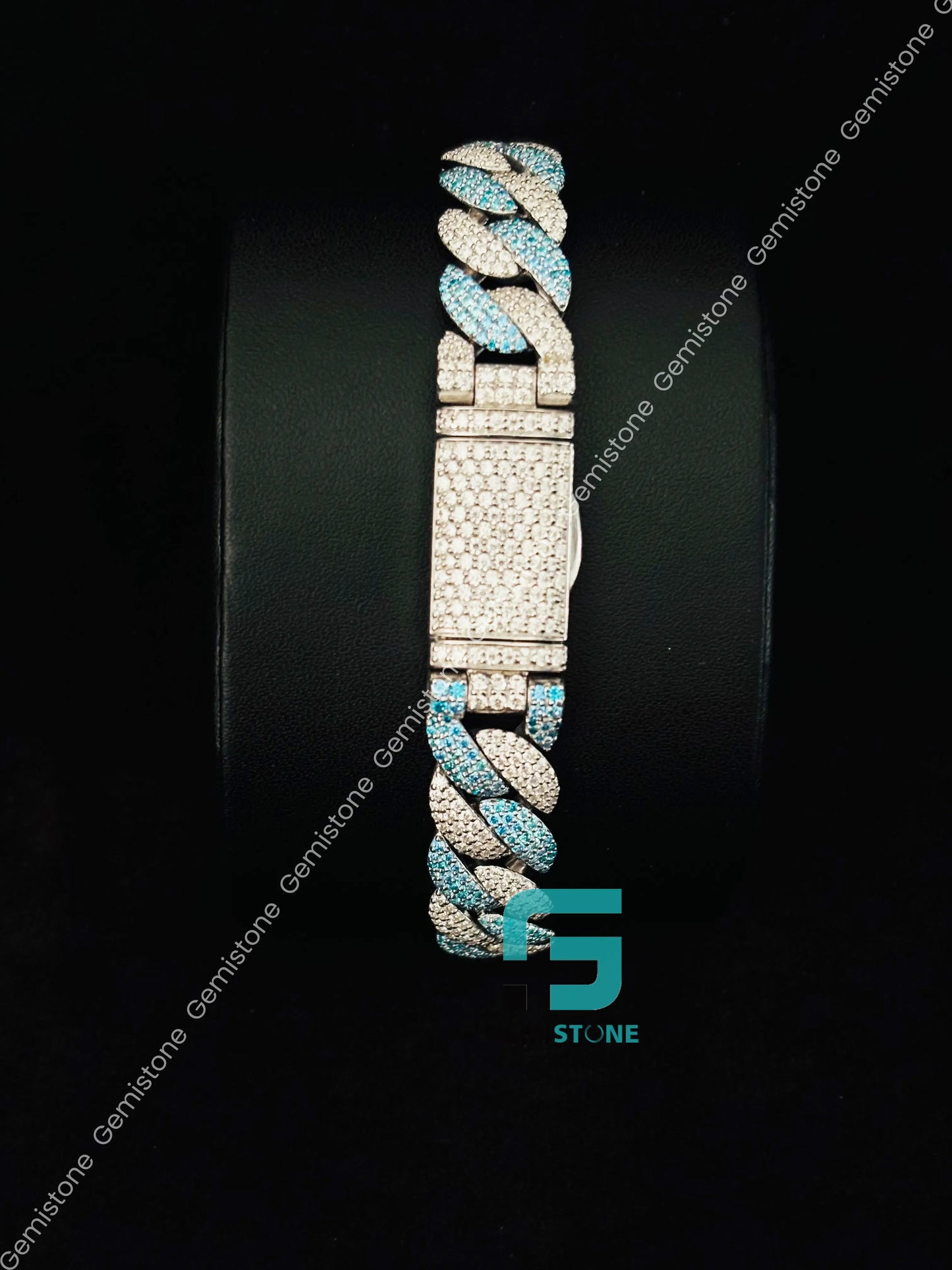 925 Silver Iced Out Moissanite Diamond Studded Hip Hop Bracelet