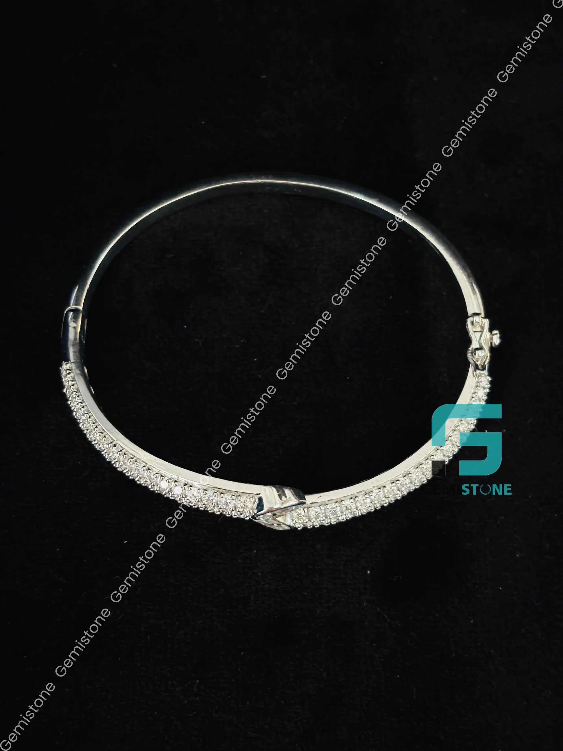 925 Silver Iced Out Moissanite Open Cuff Bracelet