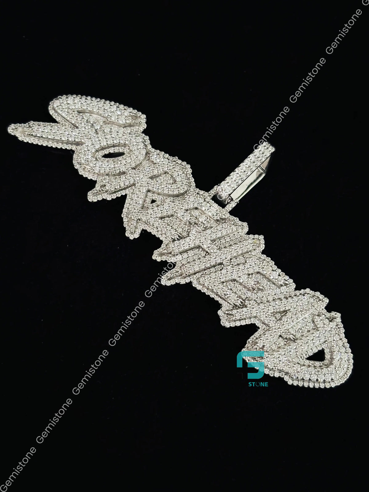 925 Silver Initial Letter Moissanite Hip Hop Pendant