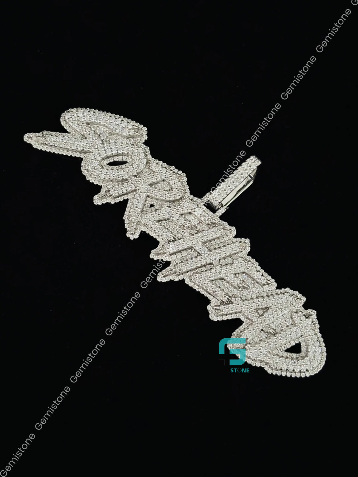 925 Silver Initial Letter Moissanite Hip Hop Pendant For Men