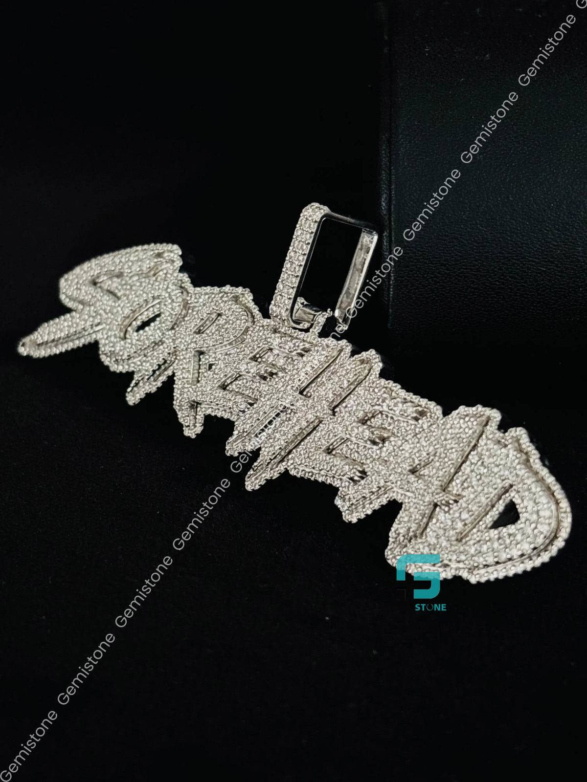925 Silver Initial Letter Moissanite Iced Out Pendant For Men