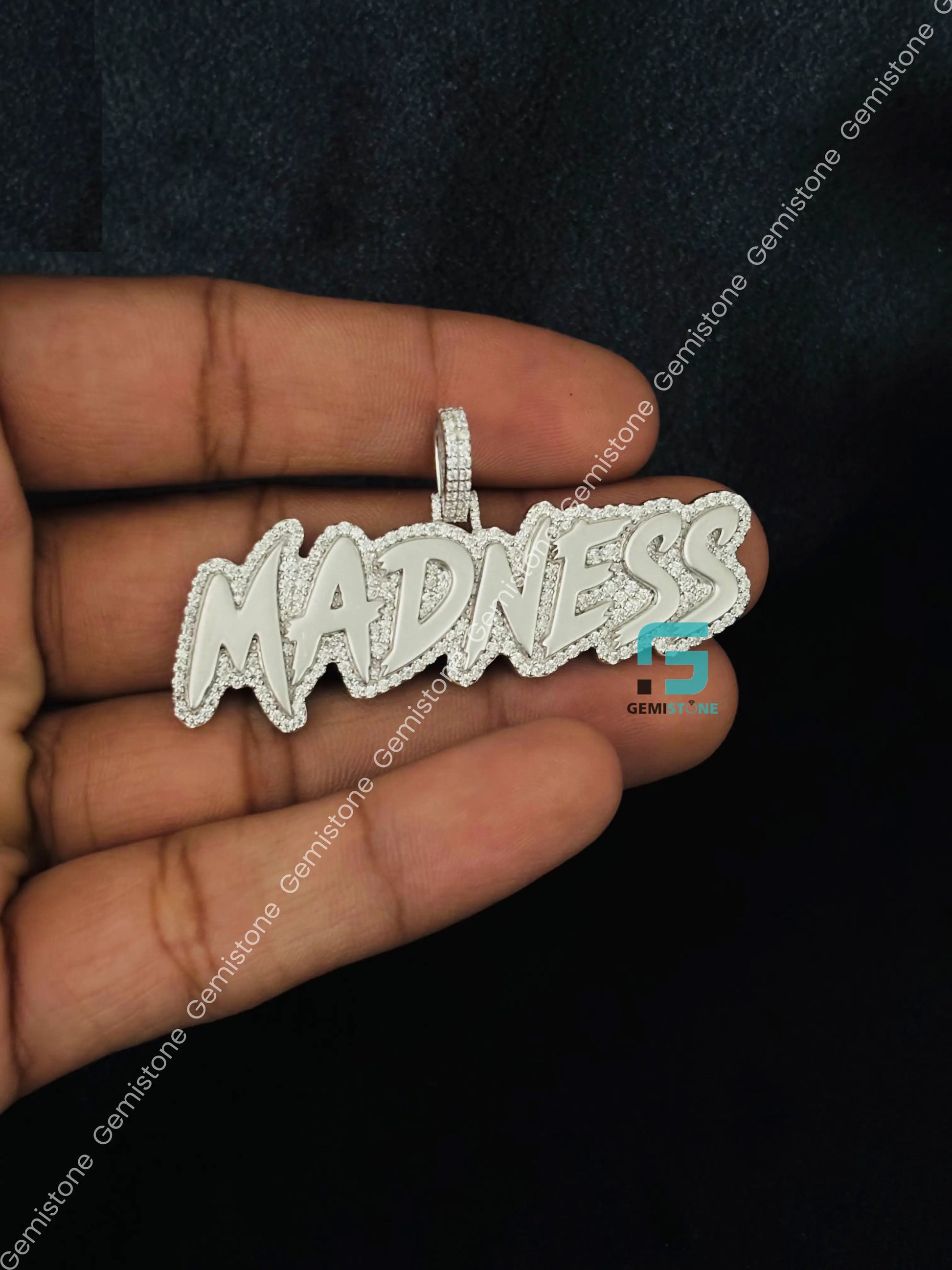 925 Silver MADNESS Custome Letter Moissanite Pendant