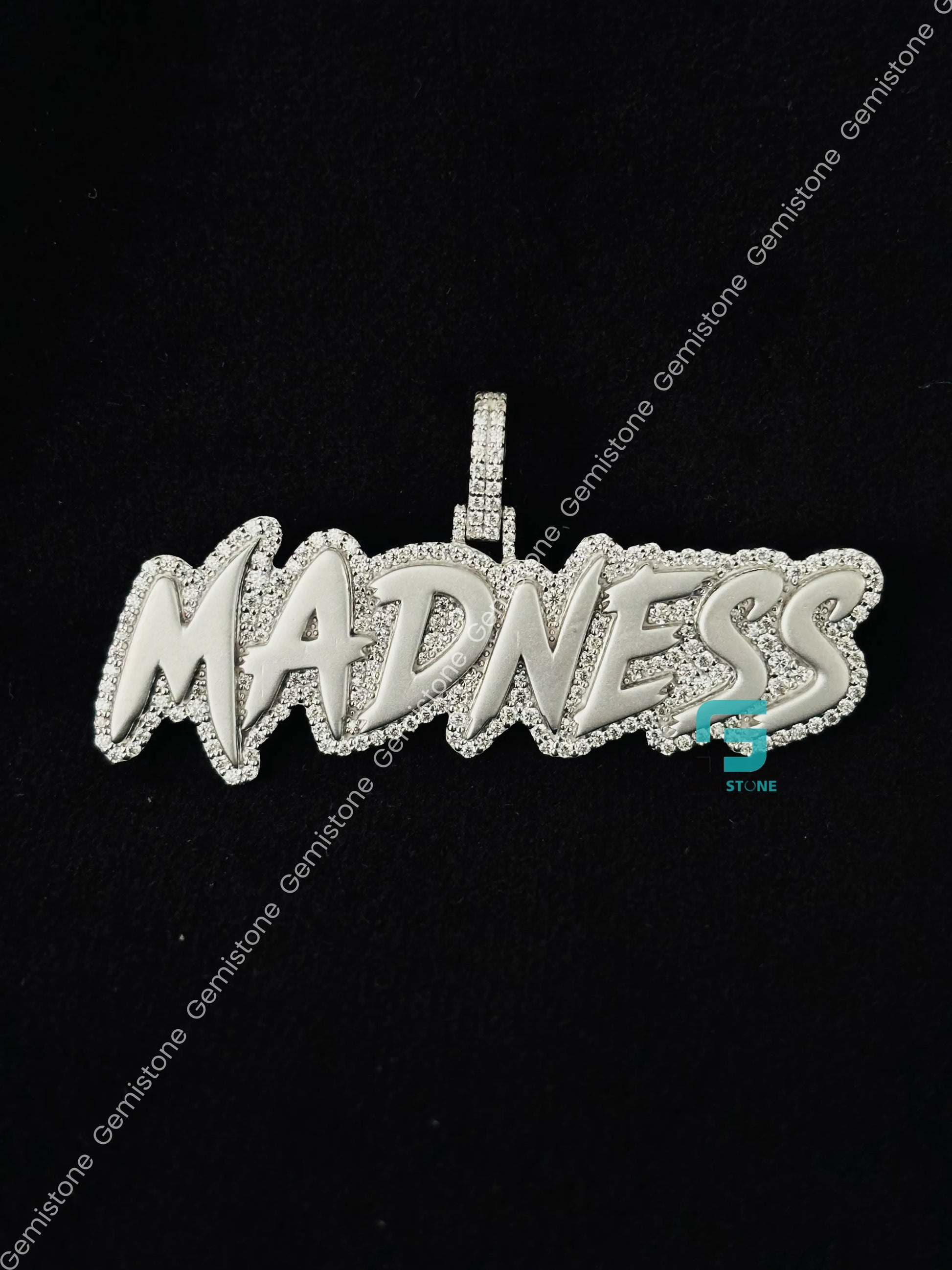 925 Silver MADNESS Custome Letter Moissanite Pendant For Men