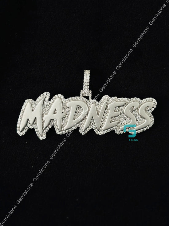 925 Silver MADNESS Custome Letter Moissanite Pendant For Men