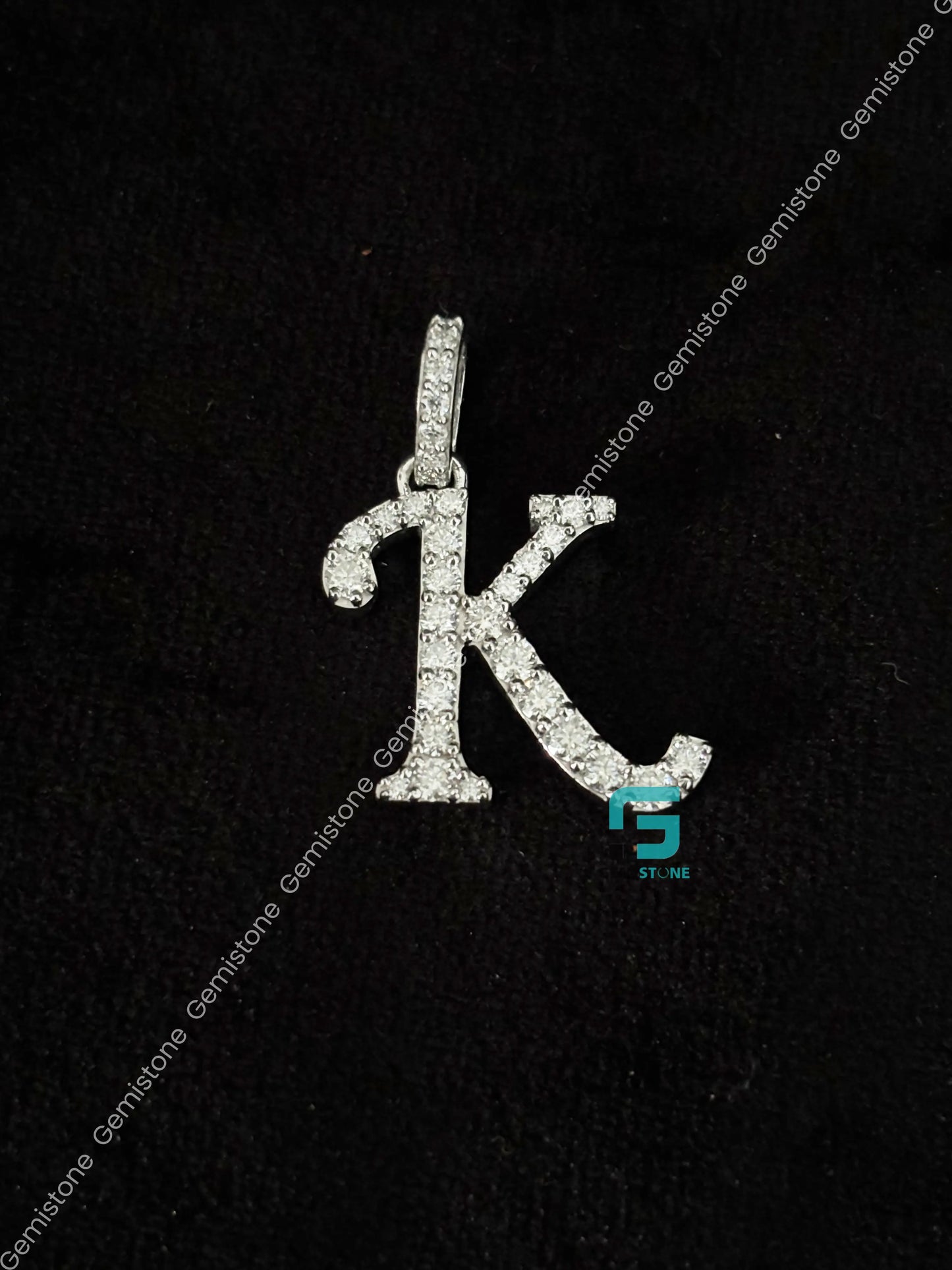 925 Silver Moissanite Alphabet Letter Pendant 