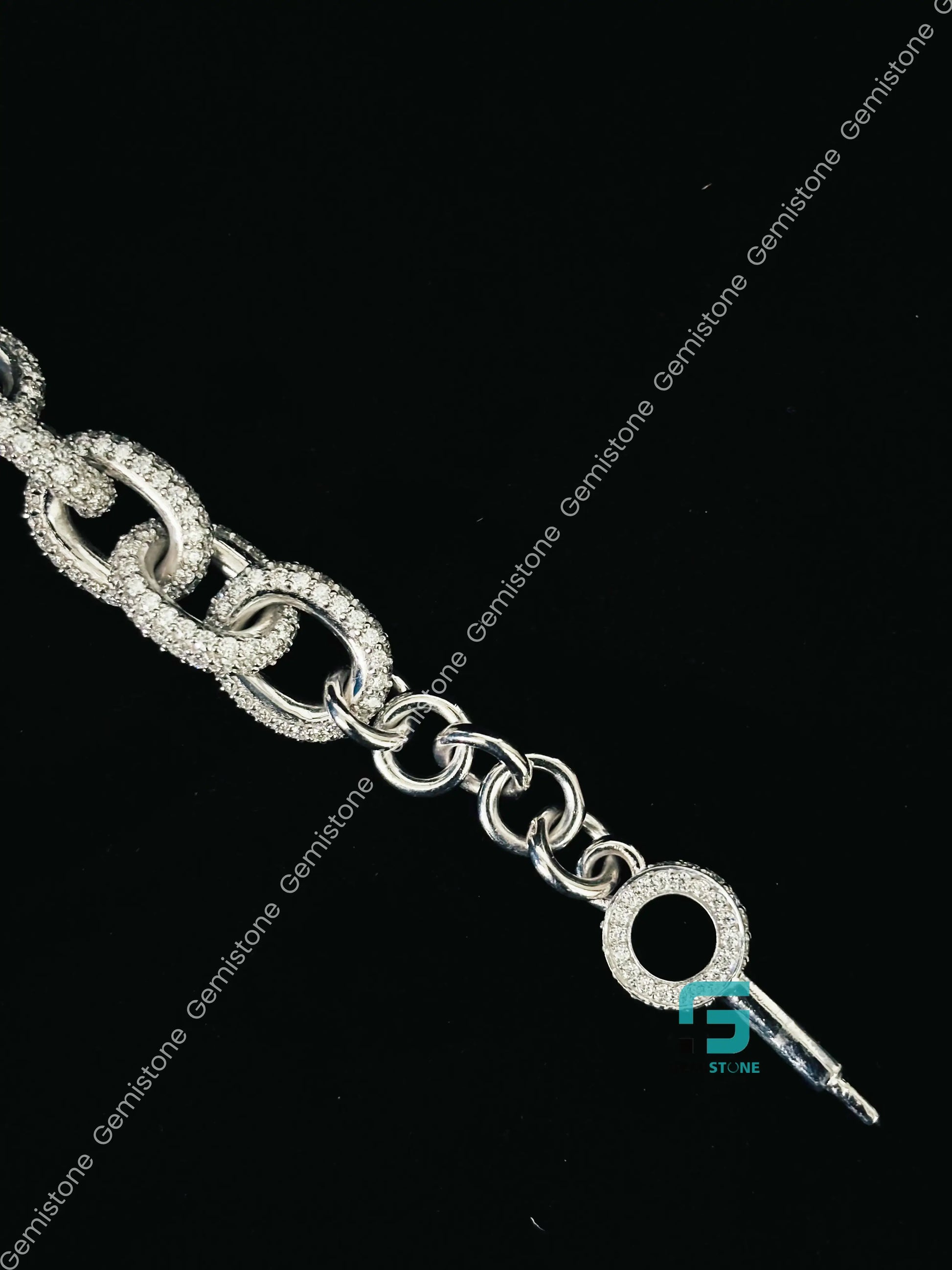 925 Silver Moissanite Bust Down Hand Cuff For Women