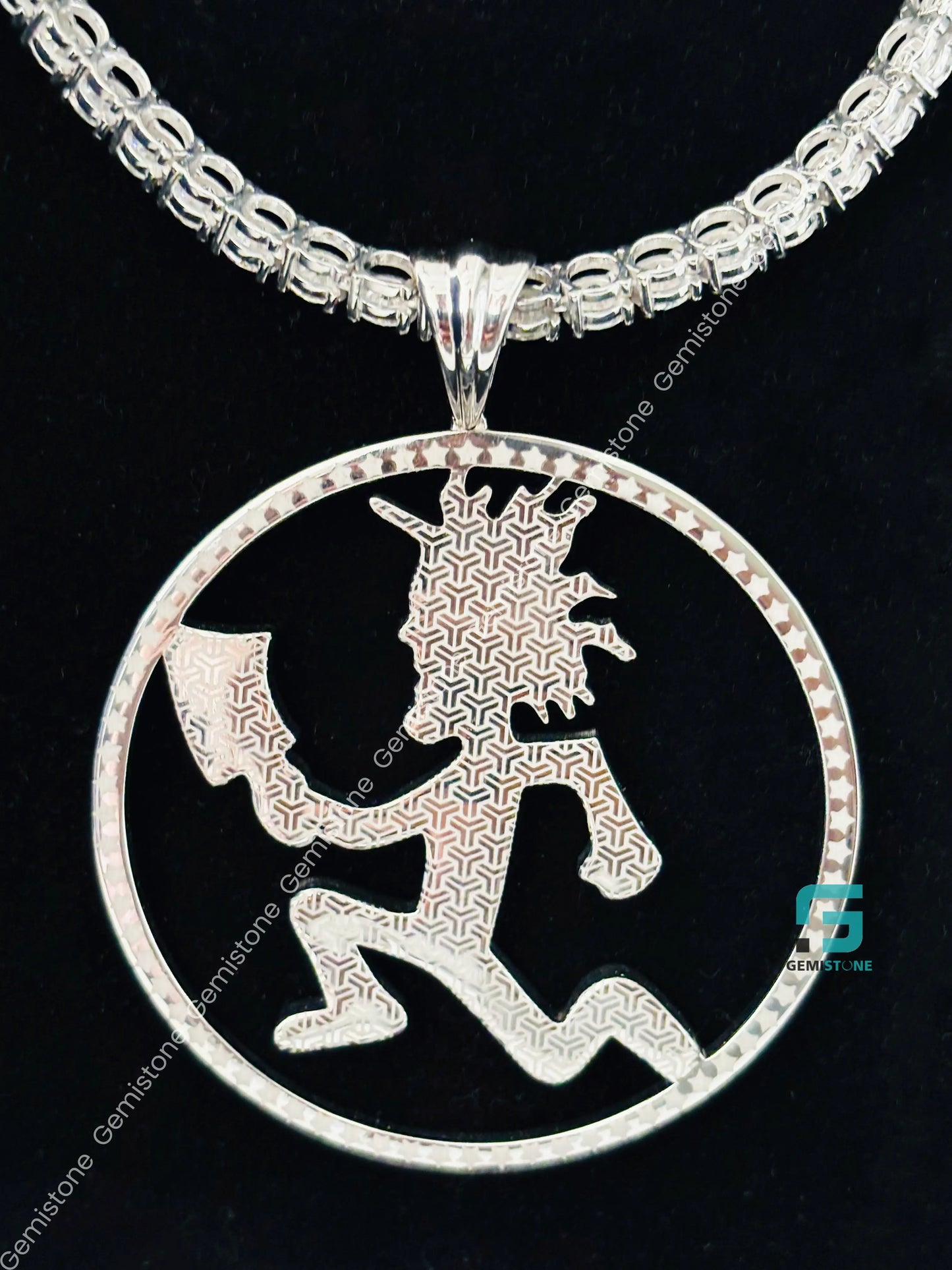 925 Silver Moissanite Circle ICP Hatchet Man Pendant