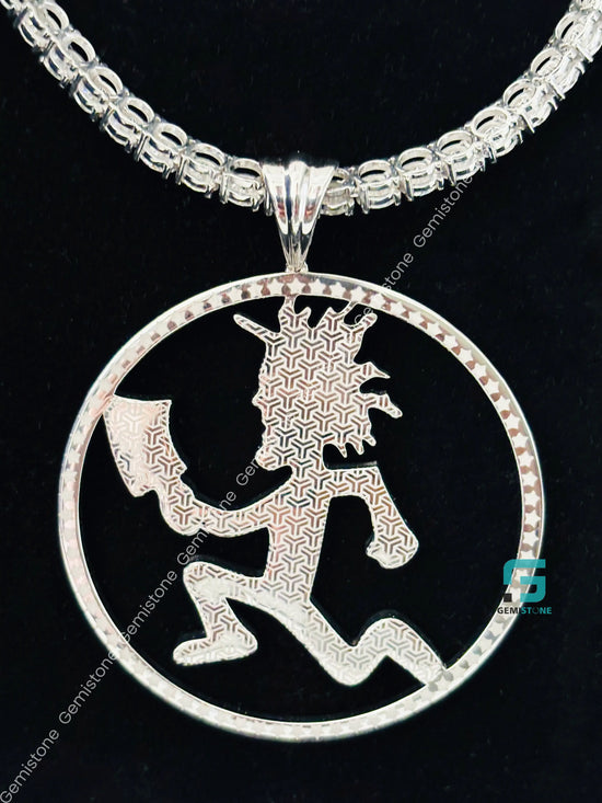 925 Silver Moissanite Circle ICP Hatchet Man Pendant