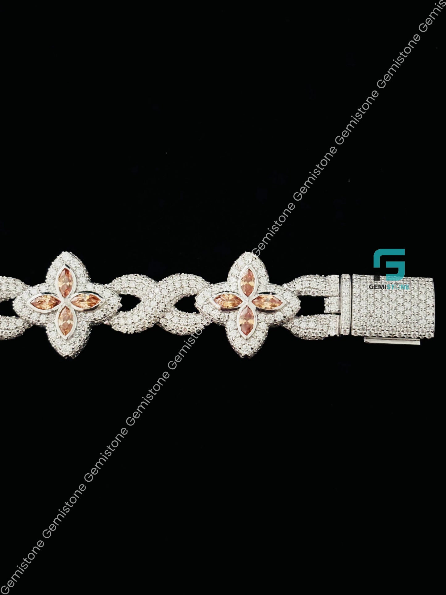 925 Silver Moissanite Clover Hip Hop Bracelet