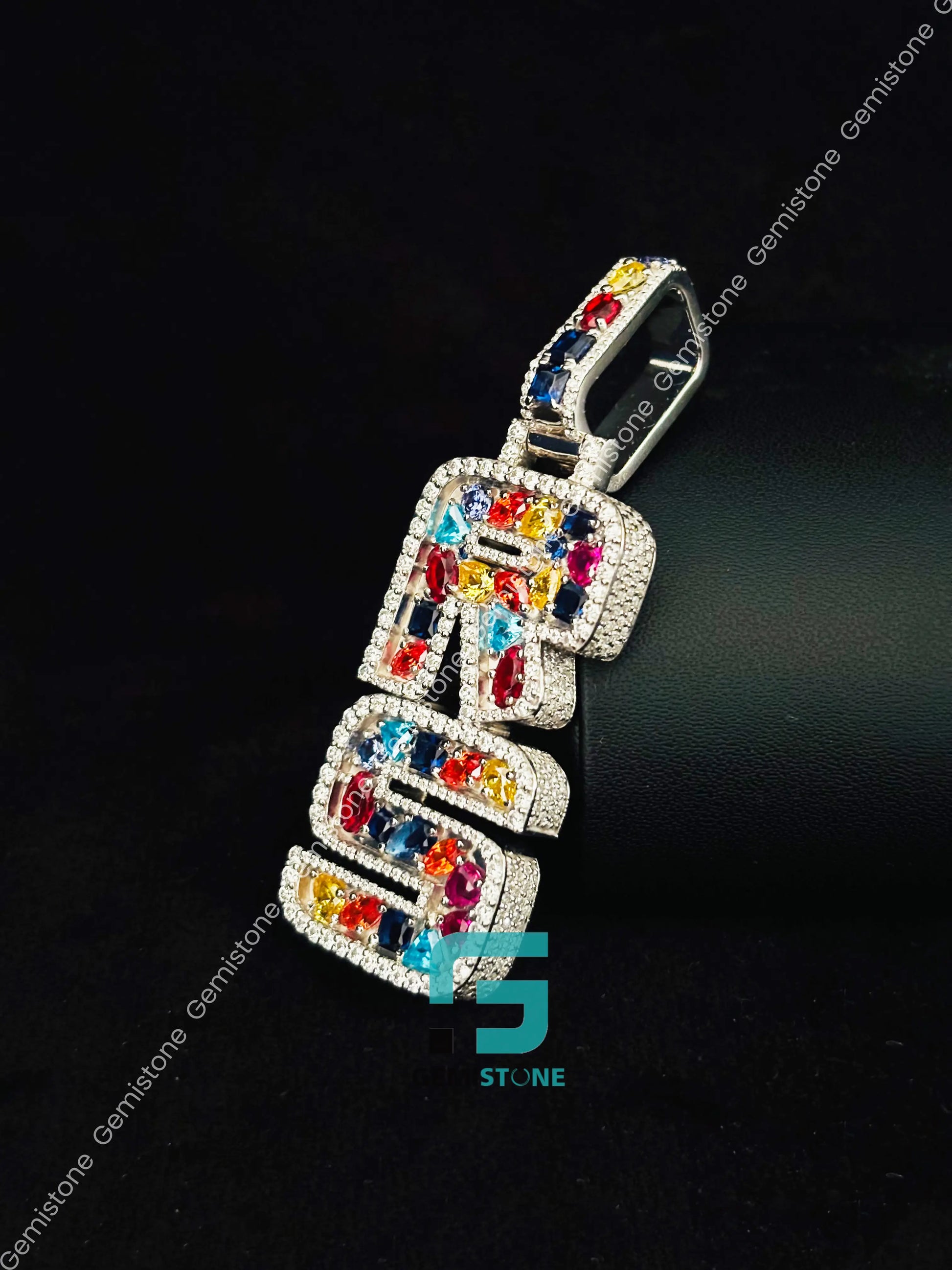 925 Silver Moissanite Colorful Diamond Pendant For Men