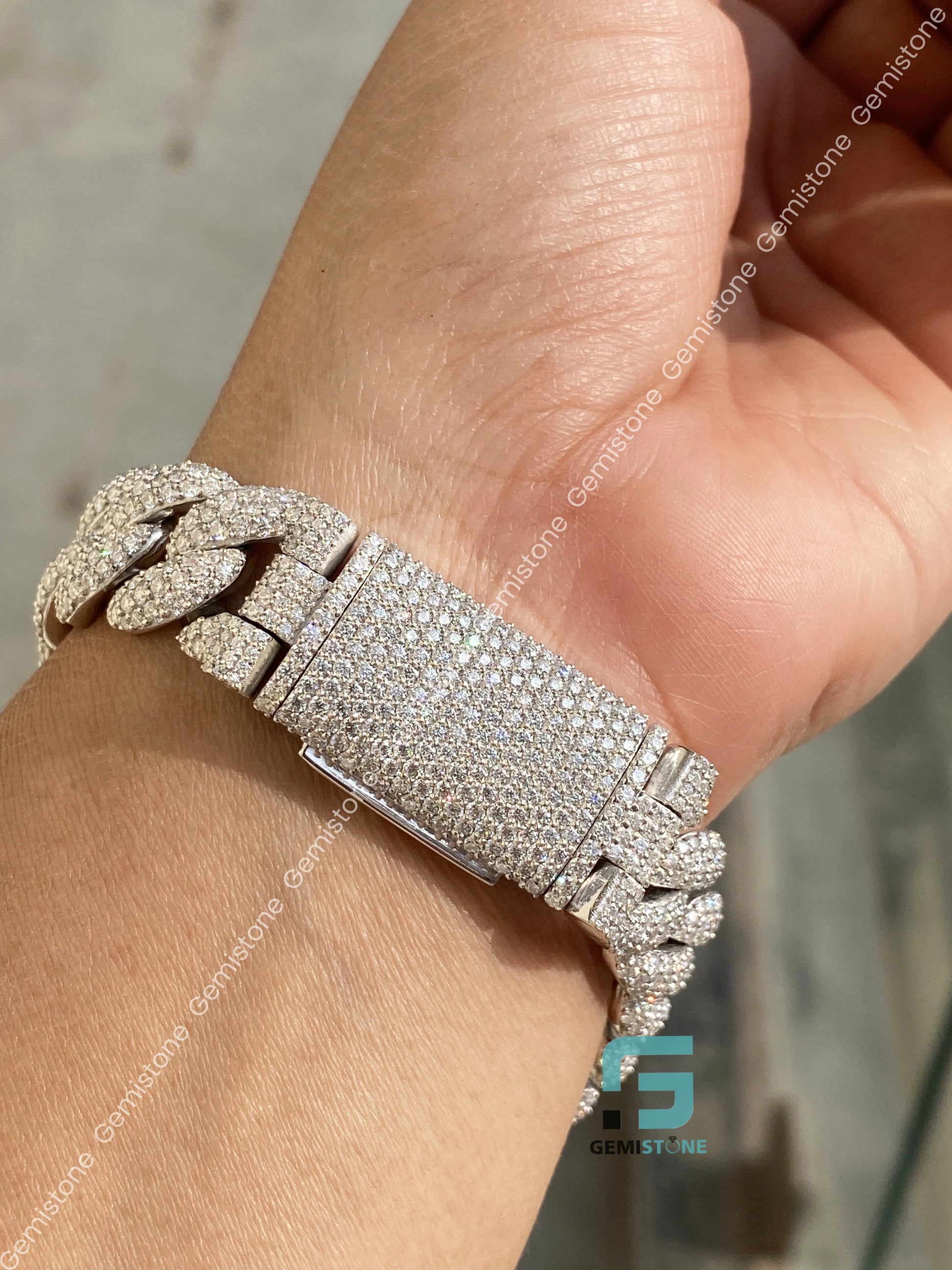 925 Silver Moissanite Cuban Bracelet
