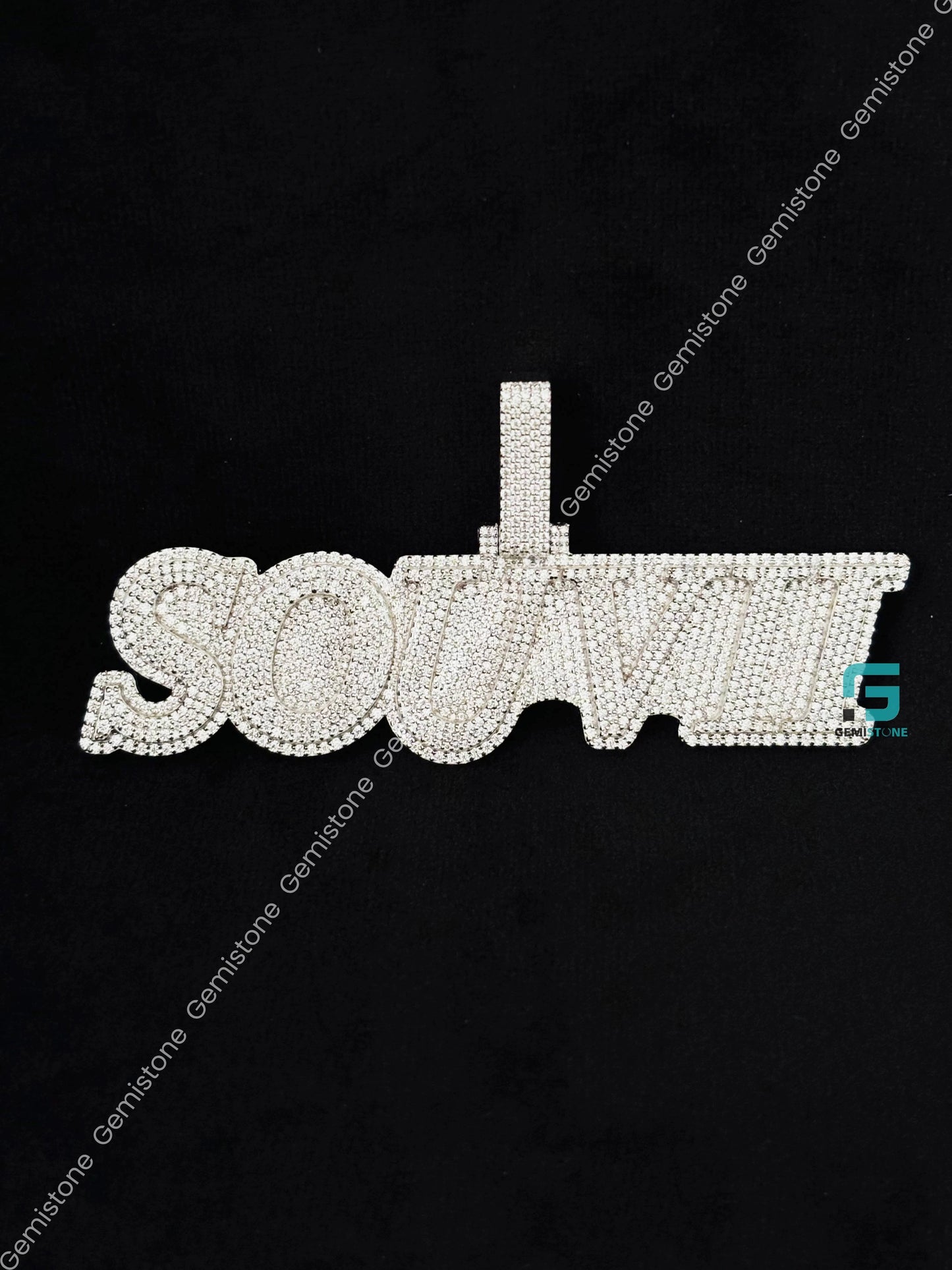 925 Silver Moissanite Custom Name Pendant